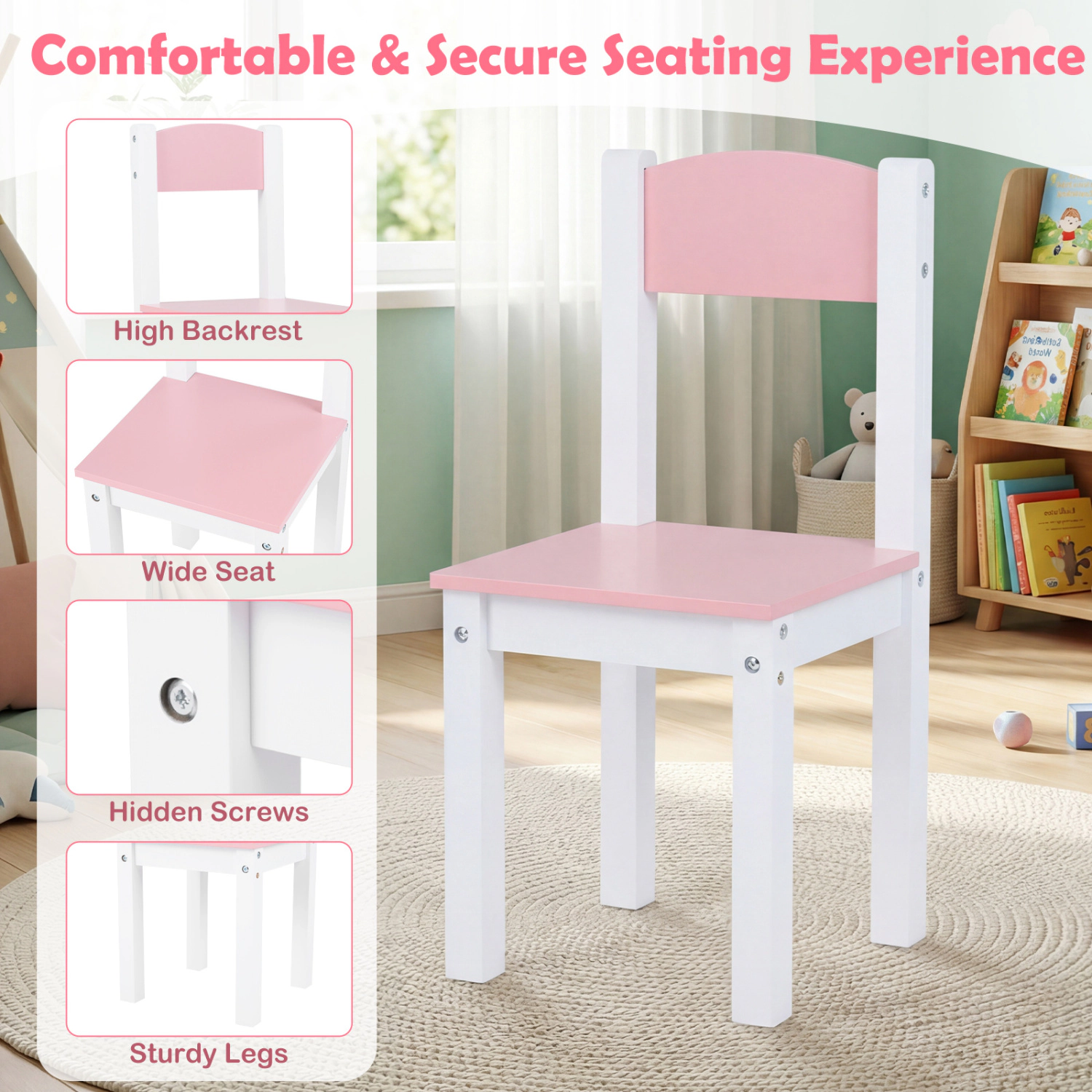 Hivvago Kids Vanity Set With Chair And Mirror Makeup Dressing Desk With Storage Shelves And Drawers