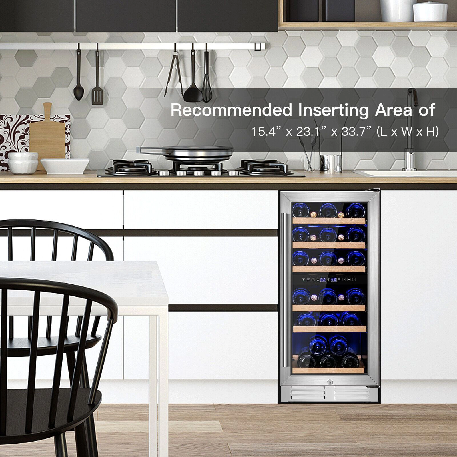 SlickBlue 30 Bottle Dual Zone Wine Cooler Refrigerator, 3.53 Cu Ft