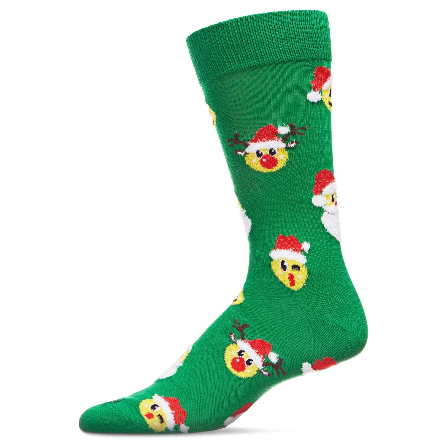 MeMoi Men's Smiley Face Santa Holiday Novelty Crew Socks