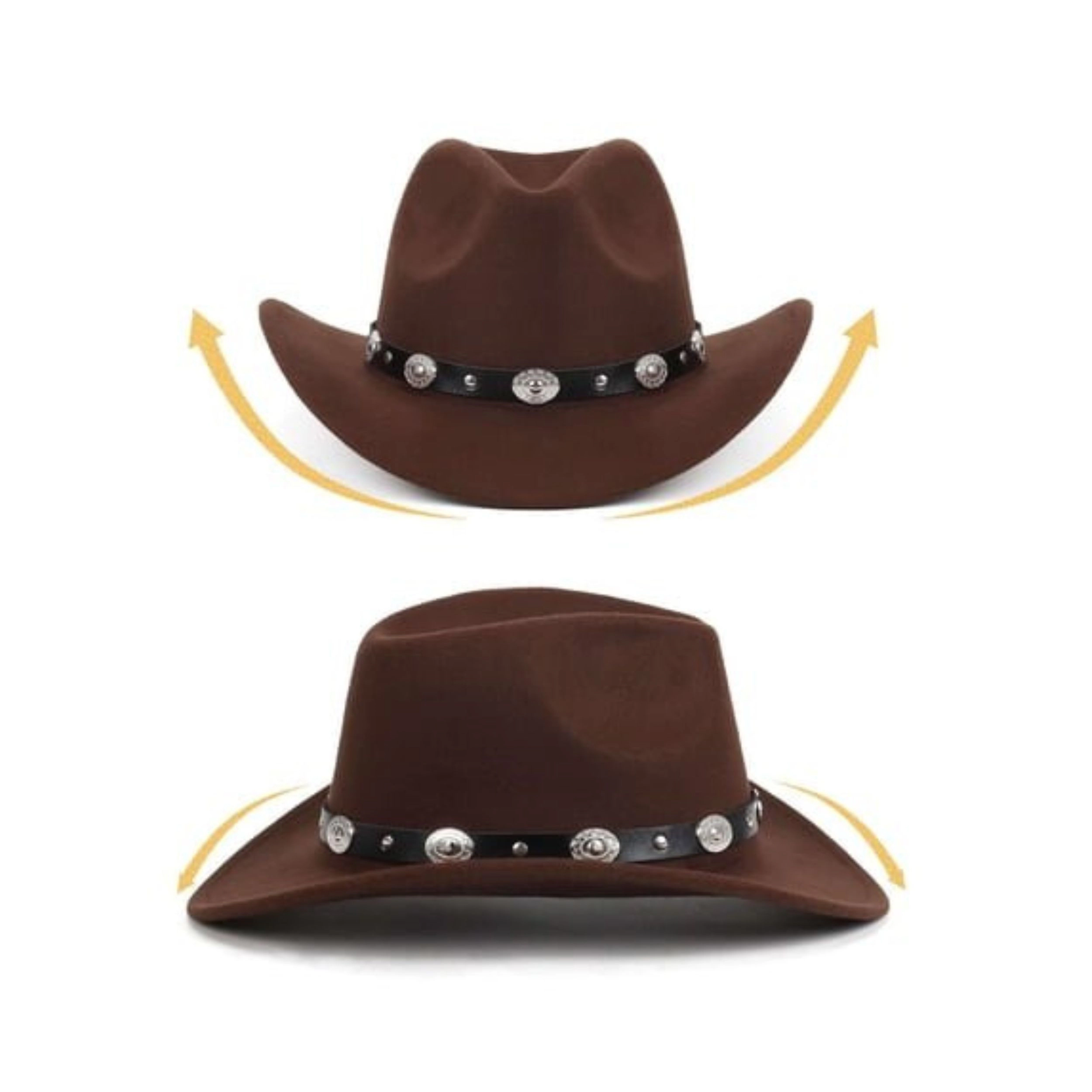 Home Collection Unisex Western Cowboy Felt Fedora Hat with Wide Brim