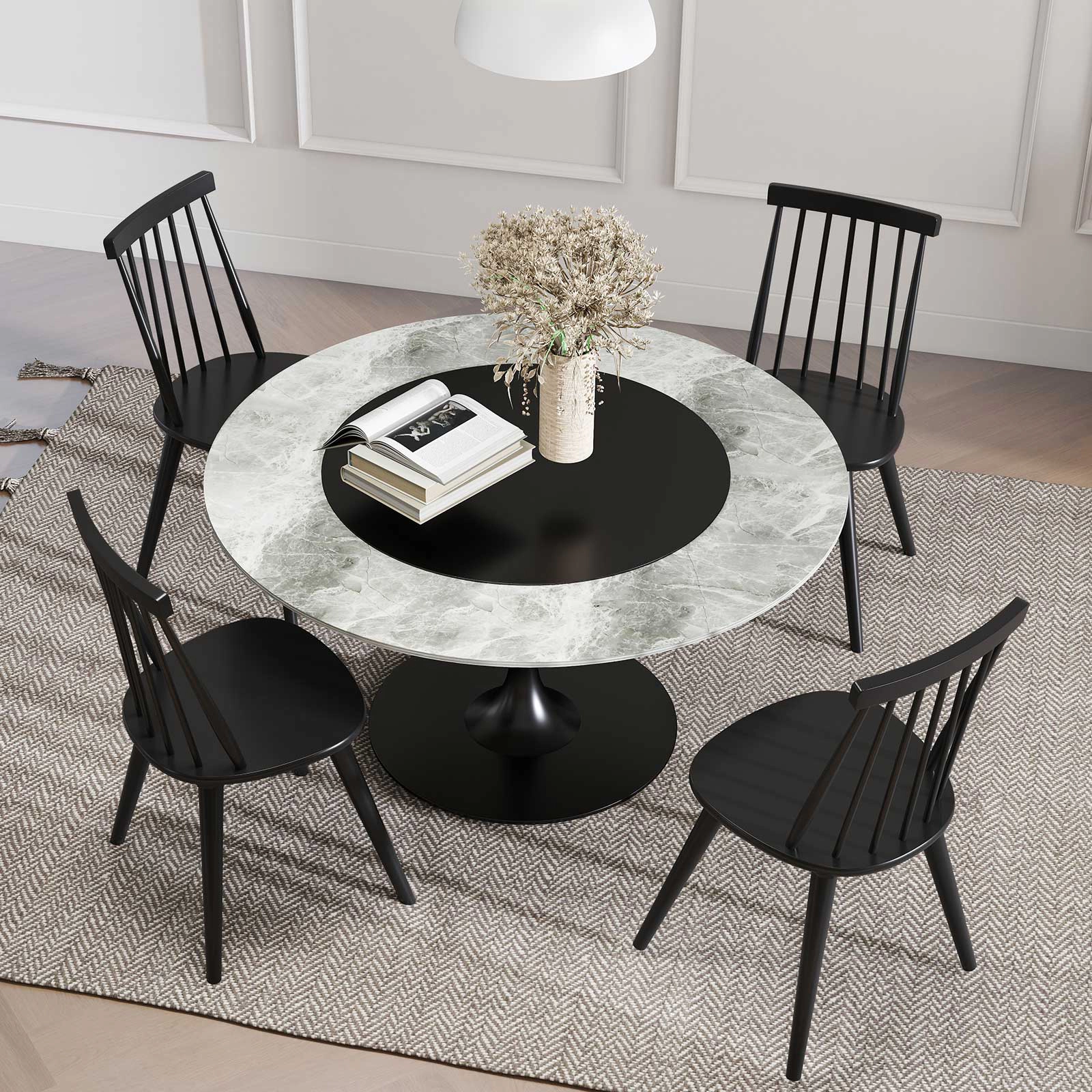LJG Windsor Dining Chair Set of with Solid Rubber Wood Frame