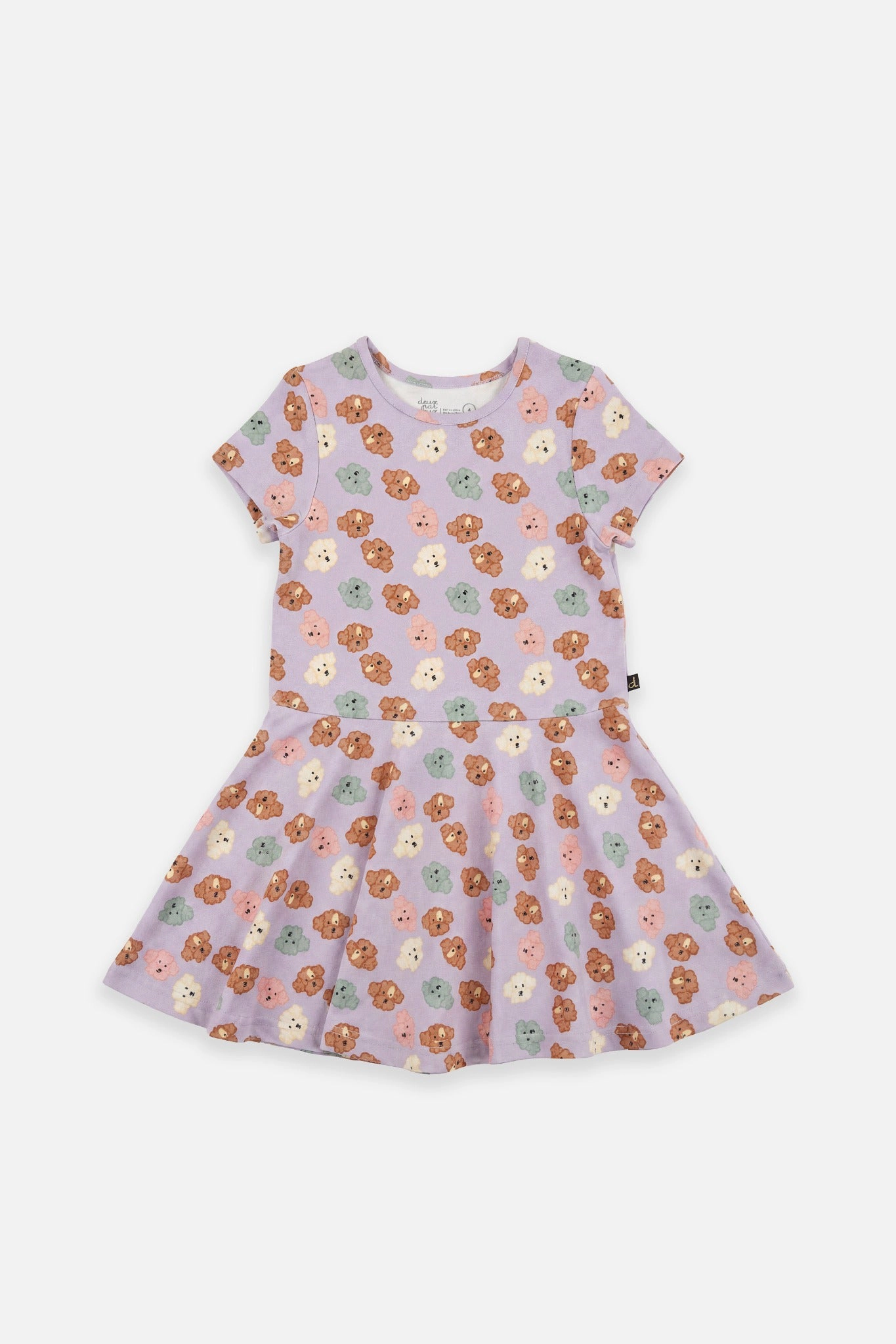 Deux par Girls Poodle Print Drop-Waist Short Sleeve Jersey Dress