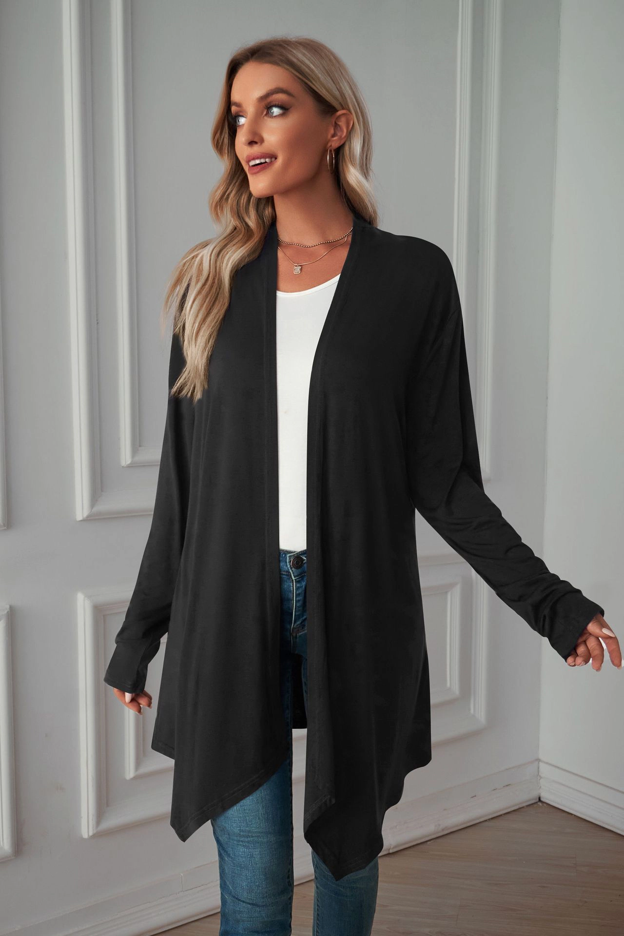 Women's Long Sleeve Flowy Cardigan Lightweight Casual Dressy Sweater