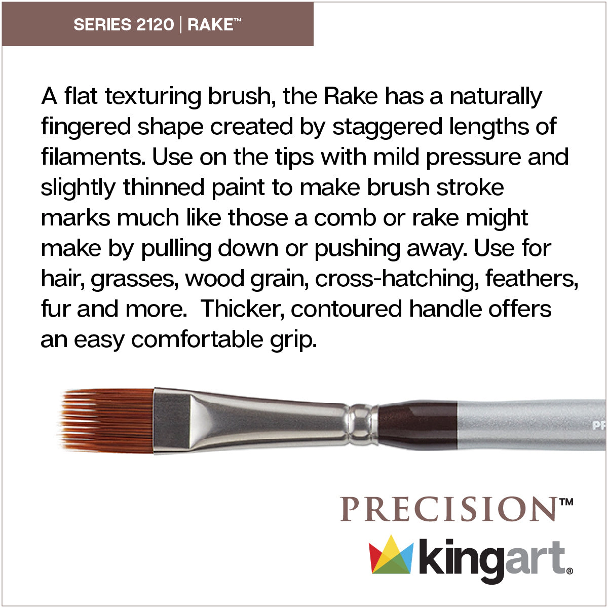 KINGART Precision™ 2120 Flat Rake Brush Set 3 pc