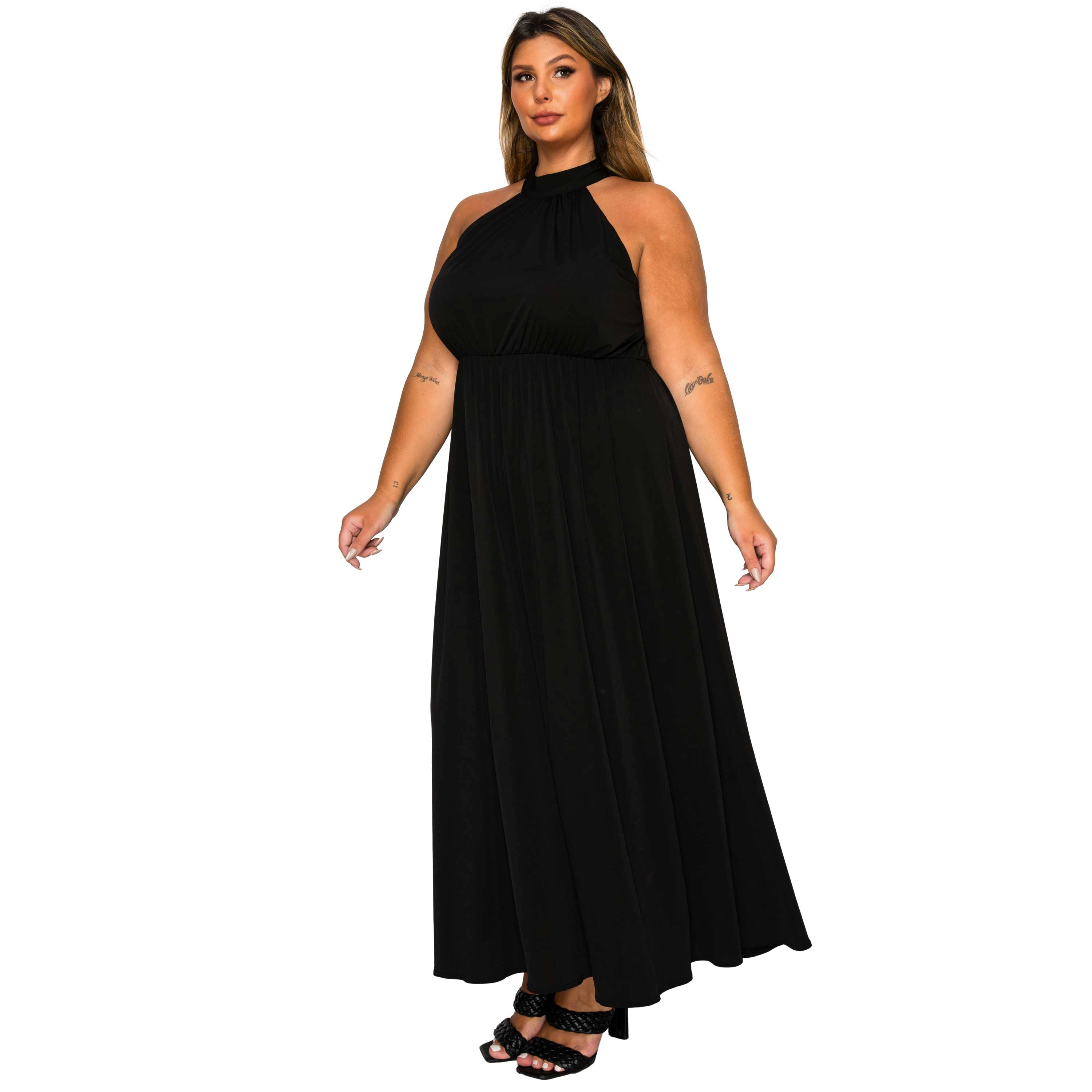 L I V D Women's Plus Cassia Halter Neck Dress