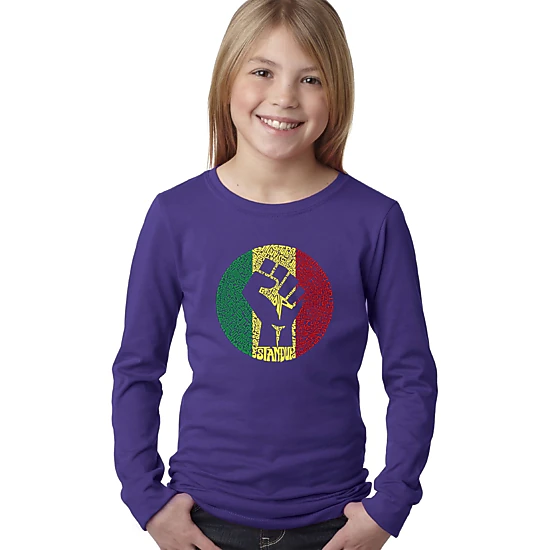 LA Pop Art Girls Long Sleeve Word Art T-Shirt - Get Up Stand Up