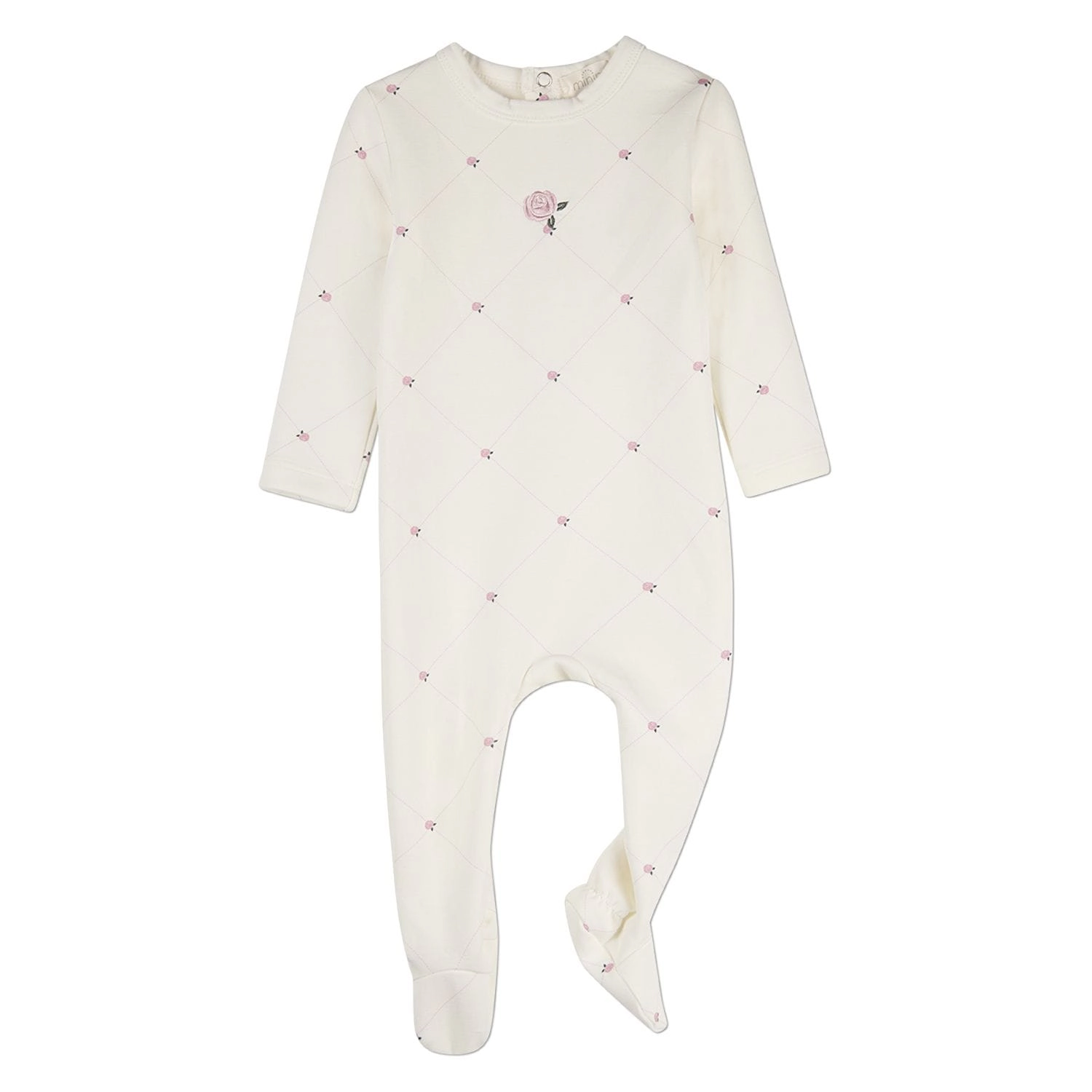 MeMoi Baby Girls "Rosettes and Stitching" Cotton/Rayon-Blend Footie