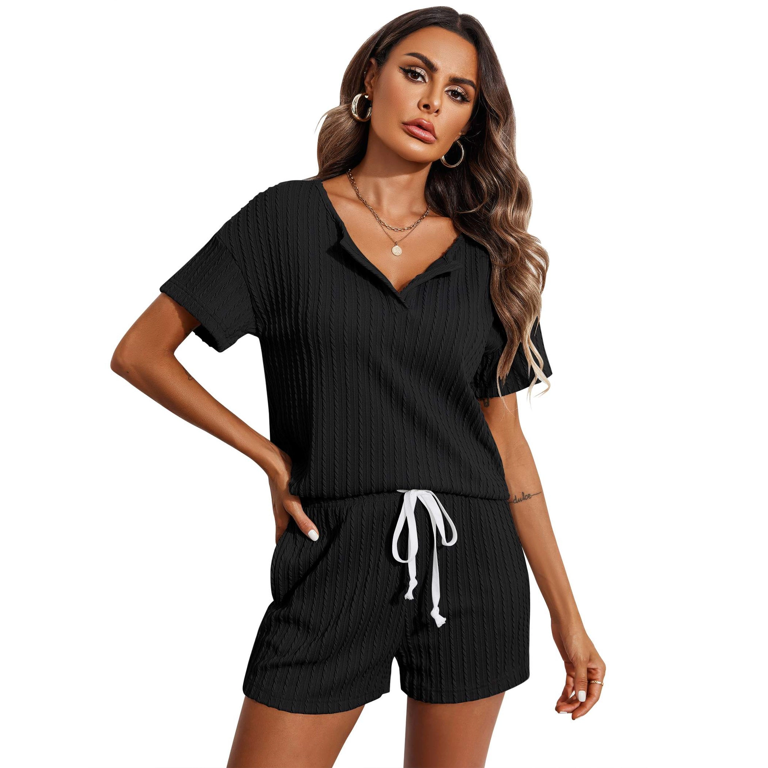 Ekouaer Lounge Sets for Women Two Piece Outfits Top and Shorts Pajama Tracksuit Sweatsuits