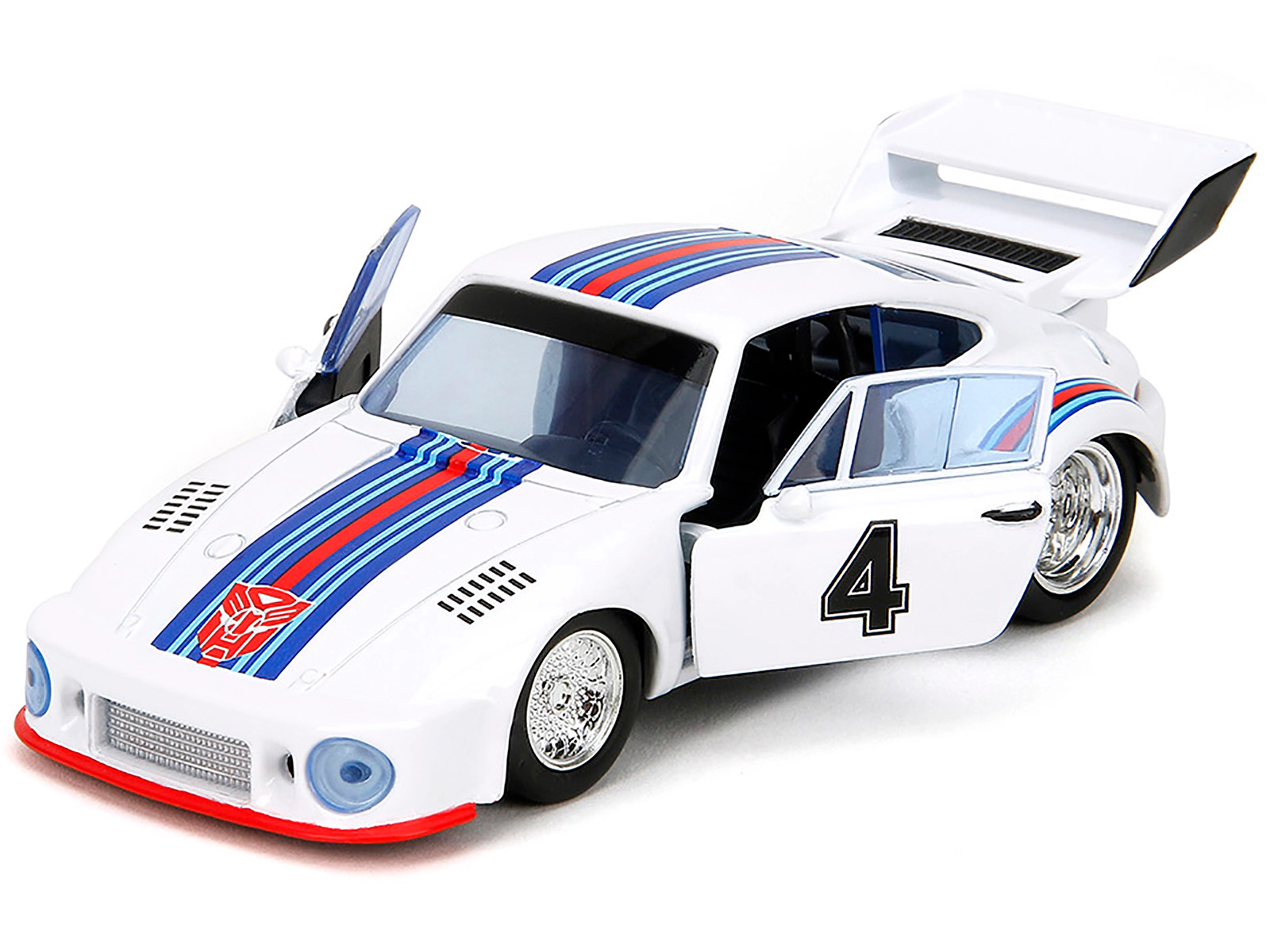 Jada Porsche 935 Turbo #4 "Jazz" White with Blue and Red Stripes "Transformers" "Hollywood Rides" Series 1/32
