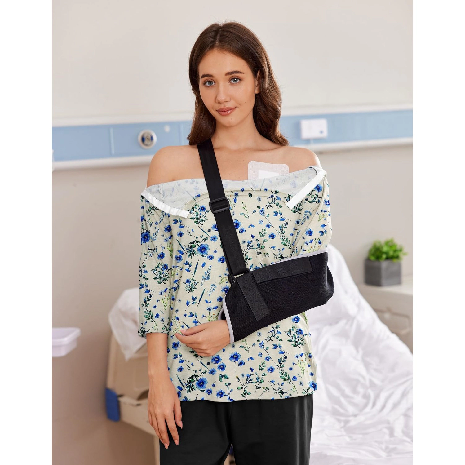 Pinspark Womens Off Shoulder Nursing Tops 3/4 Sleeve Asymmetric Neck Casual Tunics