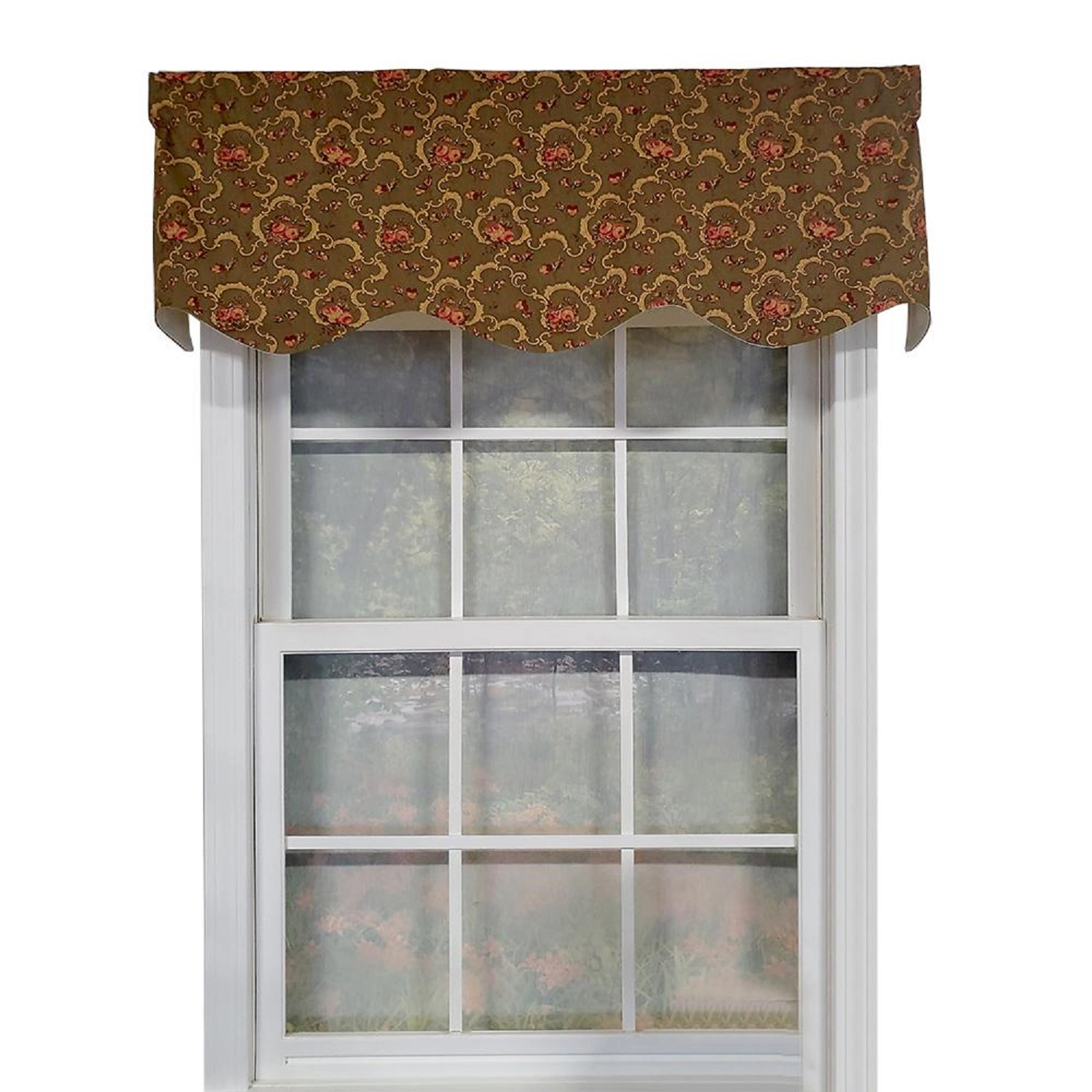 RLF Home Fani Provance 3" Rod Pocket Lining Luxurious and Elegant Window Treatment Valance 50" x 15" Hunter