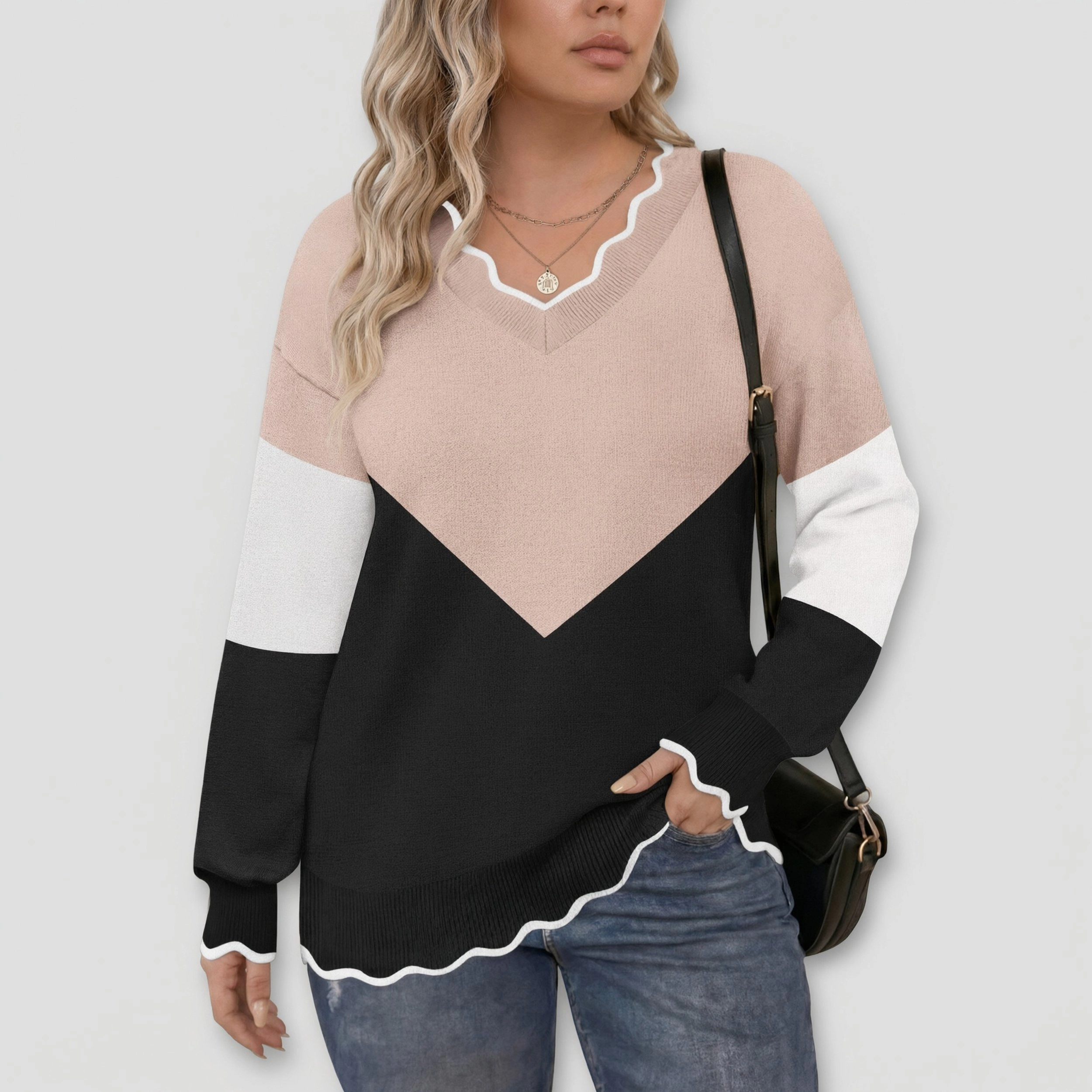 Zeagoo Women's Plus V Neck Lightweight Long Sleeve Sweater