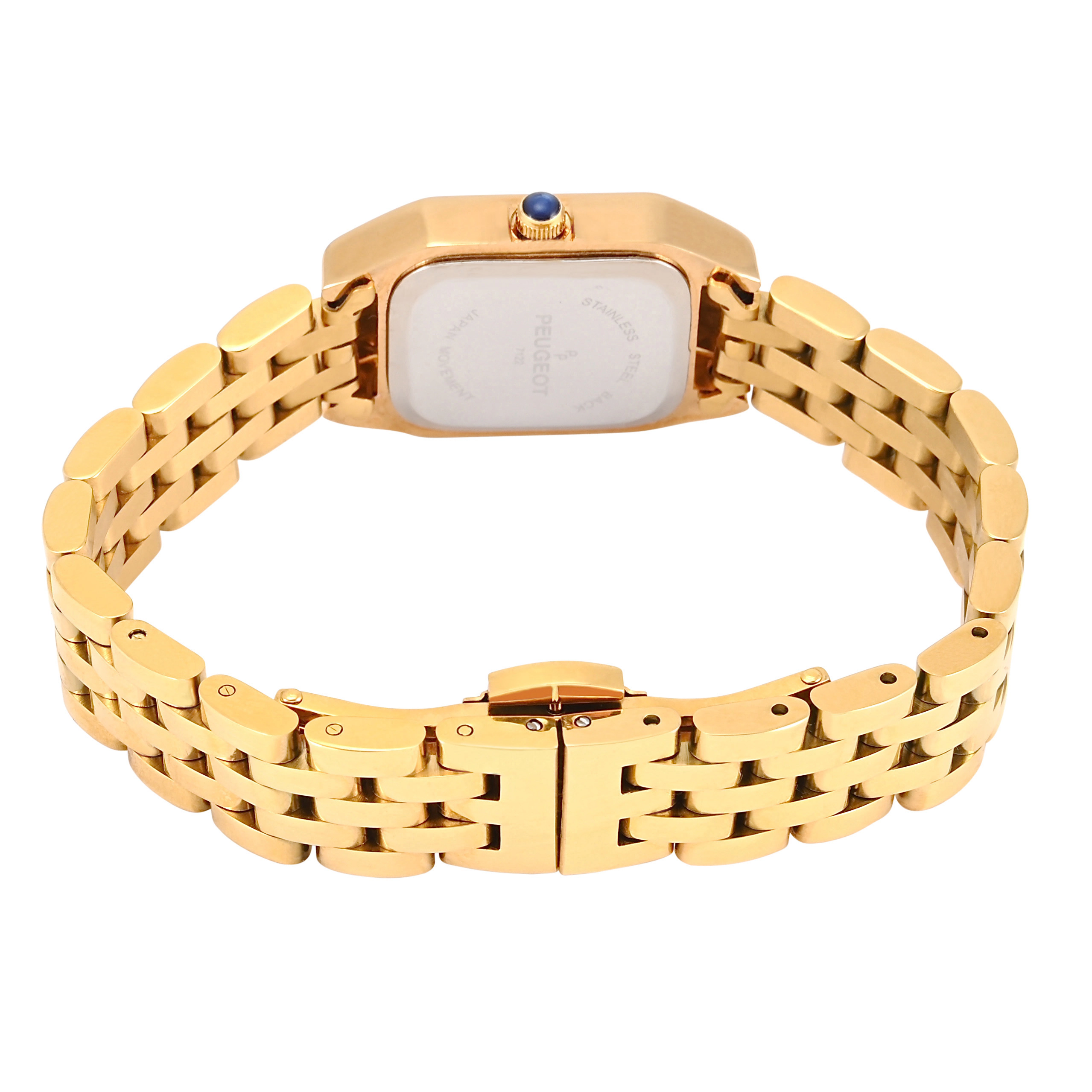 Peugeot Womens 20x22mm Gold-Tone Panther Link Bracelet Watch