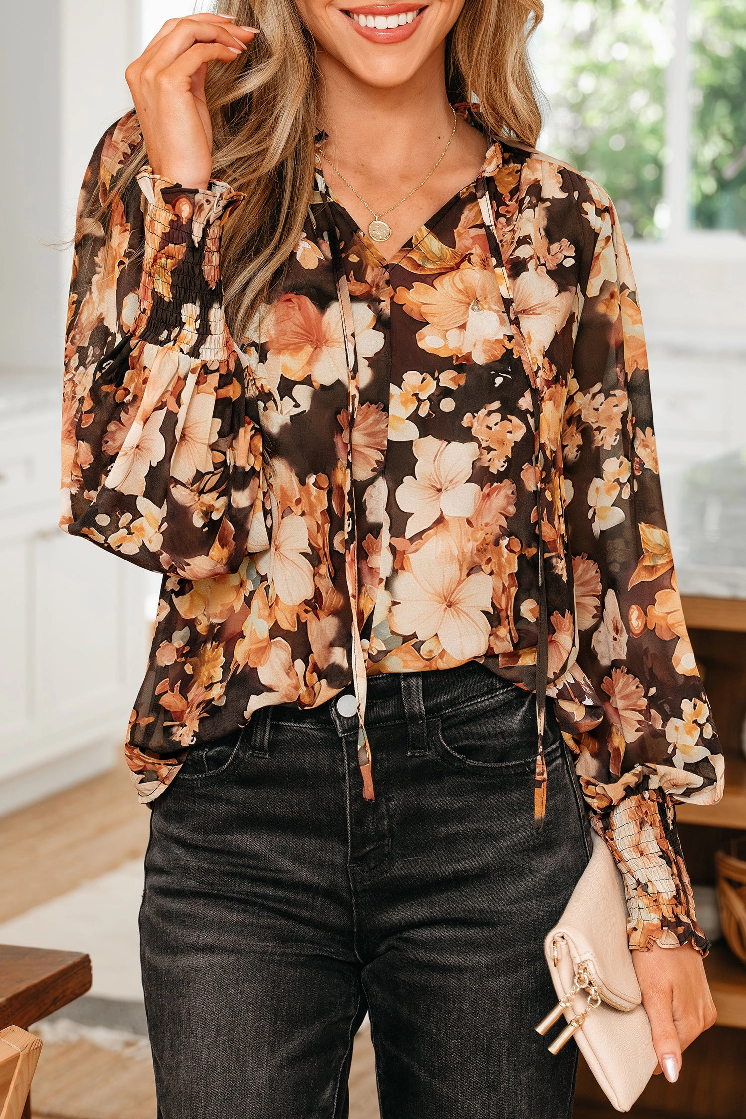 Threaded Pear Women's Cali Puff Sleeve Breezy Blouse