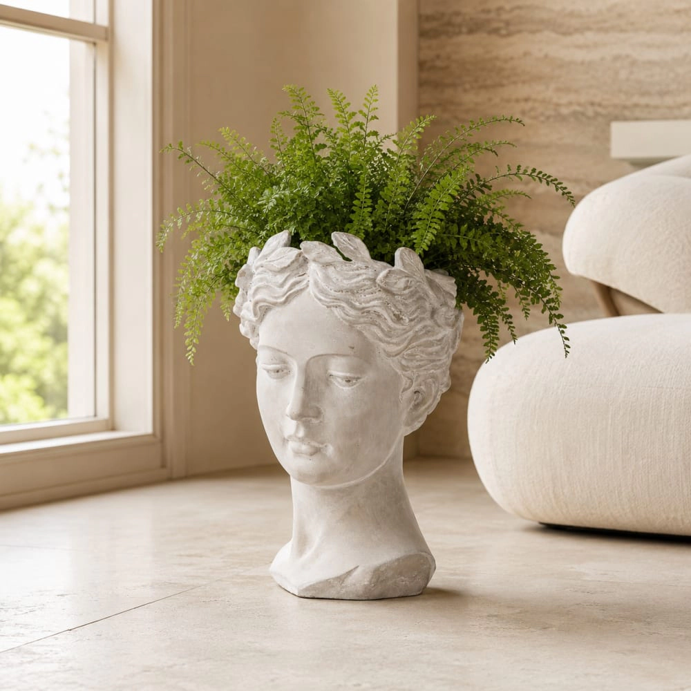WOW PIONEER Solid Cement Cylindrical Planter Pot