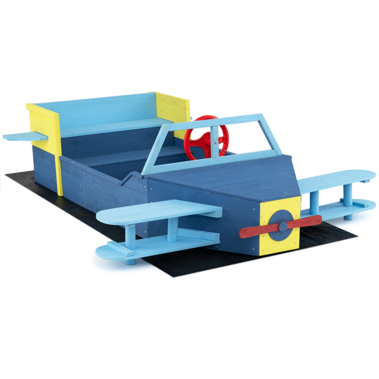 Hivvago Large Wooden Kids Sandbox with Bottom Liner and Bench Seat