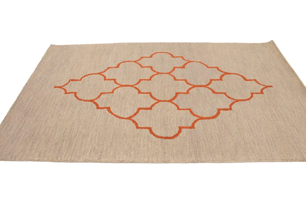 Magic Rugs Beige & Orange Trellis 5X8 Hand-Tufted Modern Rug
