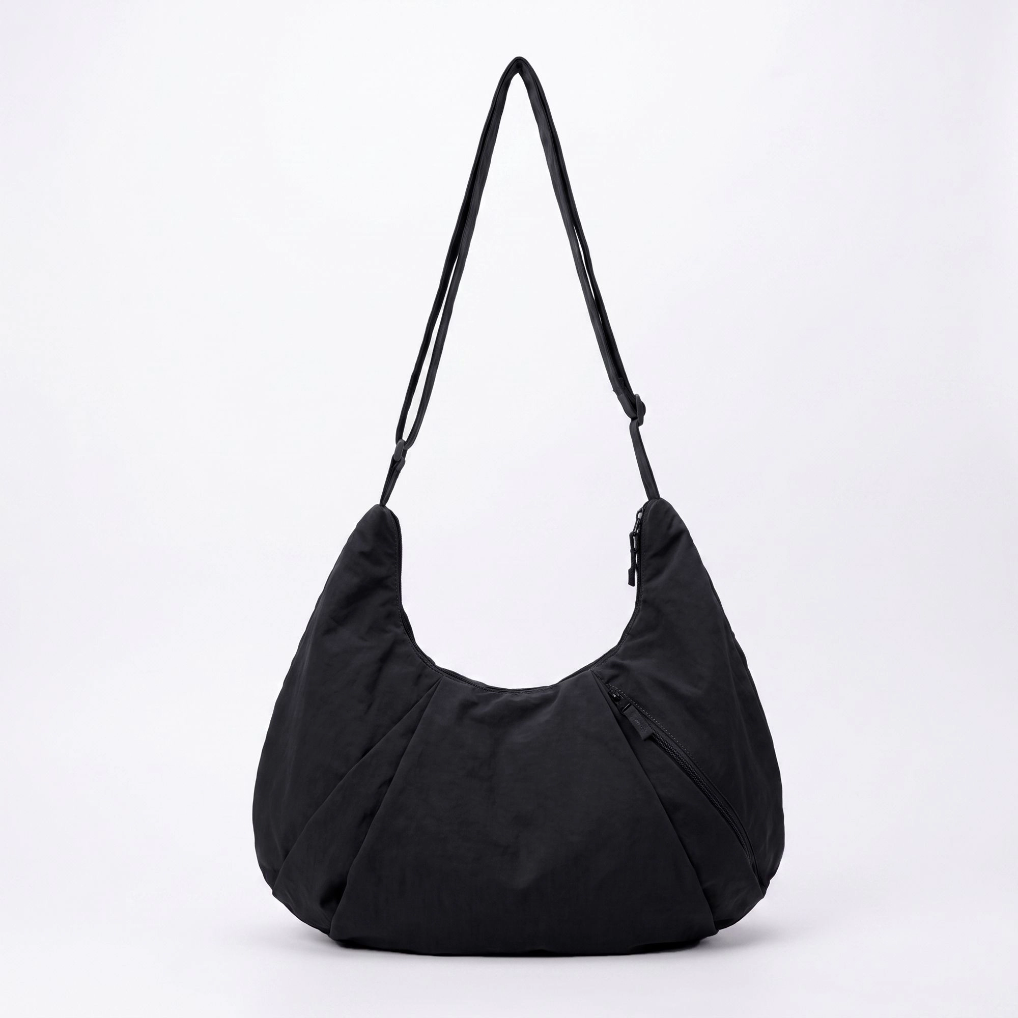 Alilang Women's Soft Crescent Hobo Shoulder Bag with Adjustable Strap and Zipper Pockets, Black