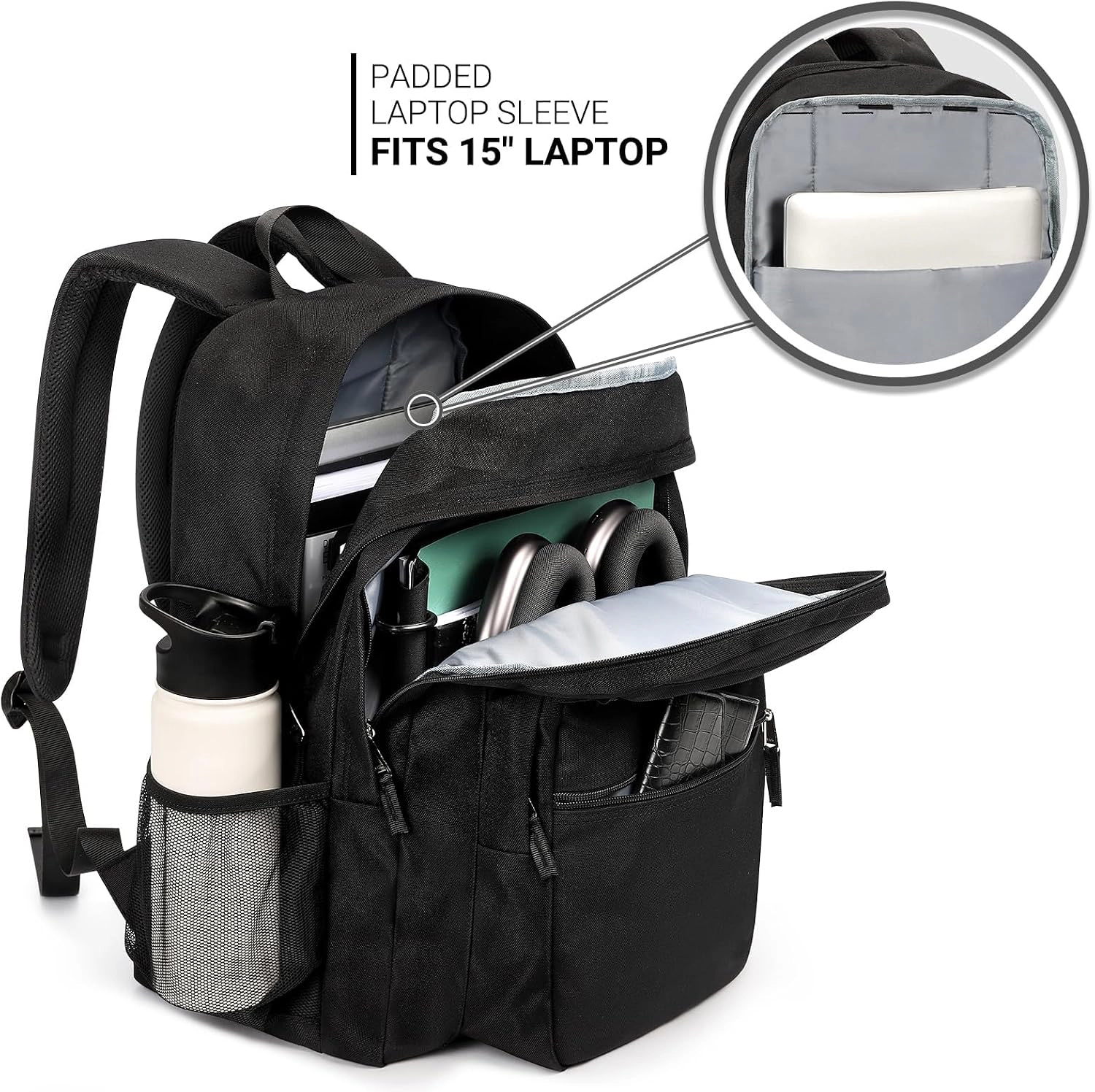 Clear Skye Unisex Water-Resistant Black School Backpack