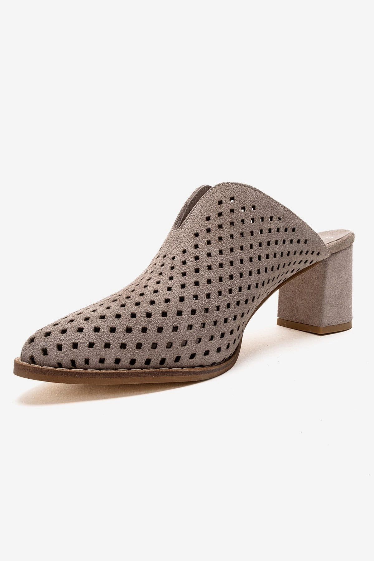 Forever & Always Womens Toen Leather Block Heel Mules