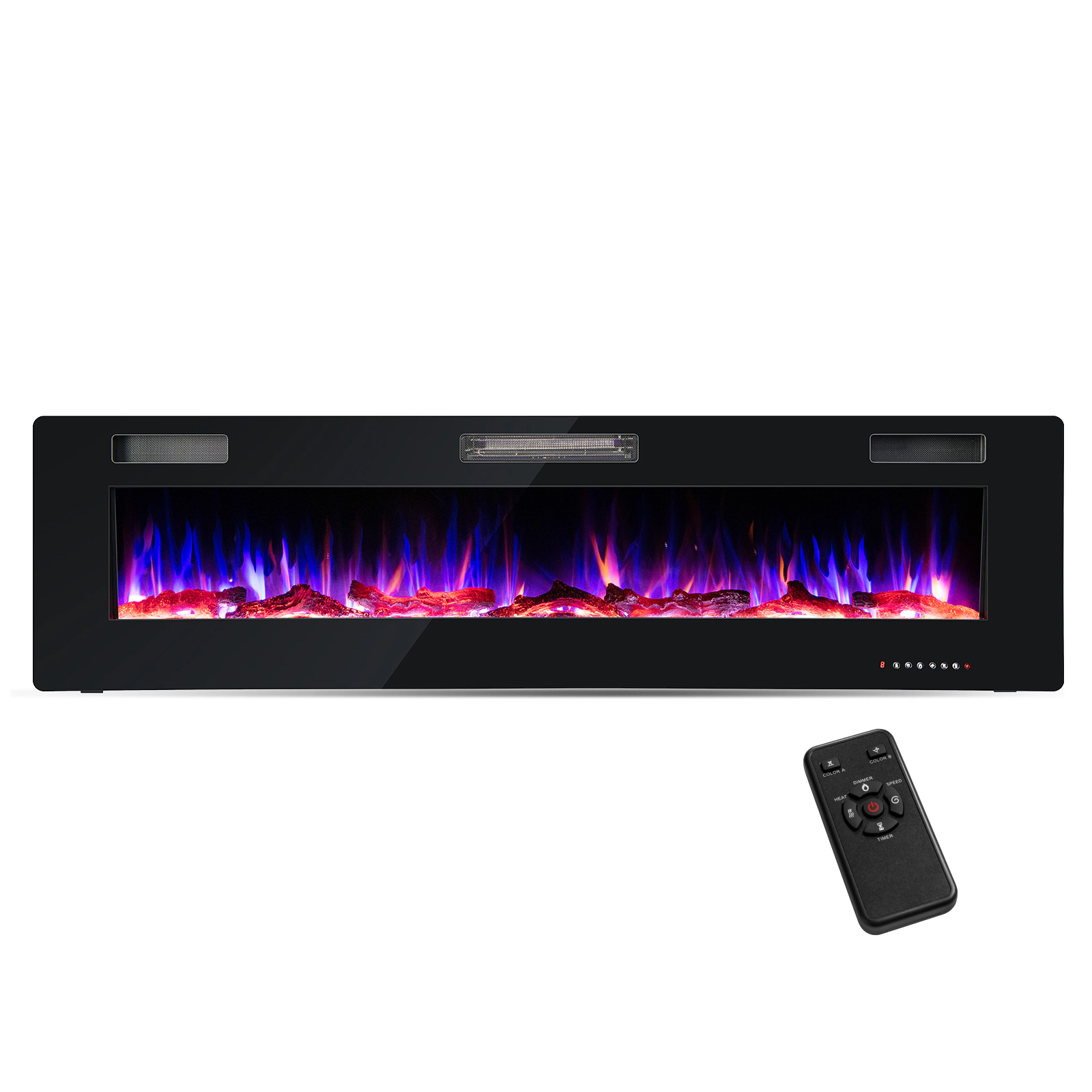 SUGIFT 68-Inch Ultra-Thin Linear Electric Fireplace, 5100 BTU, Recessed or Wall-Mounted