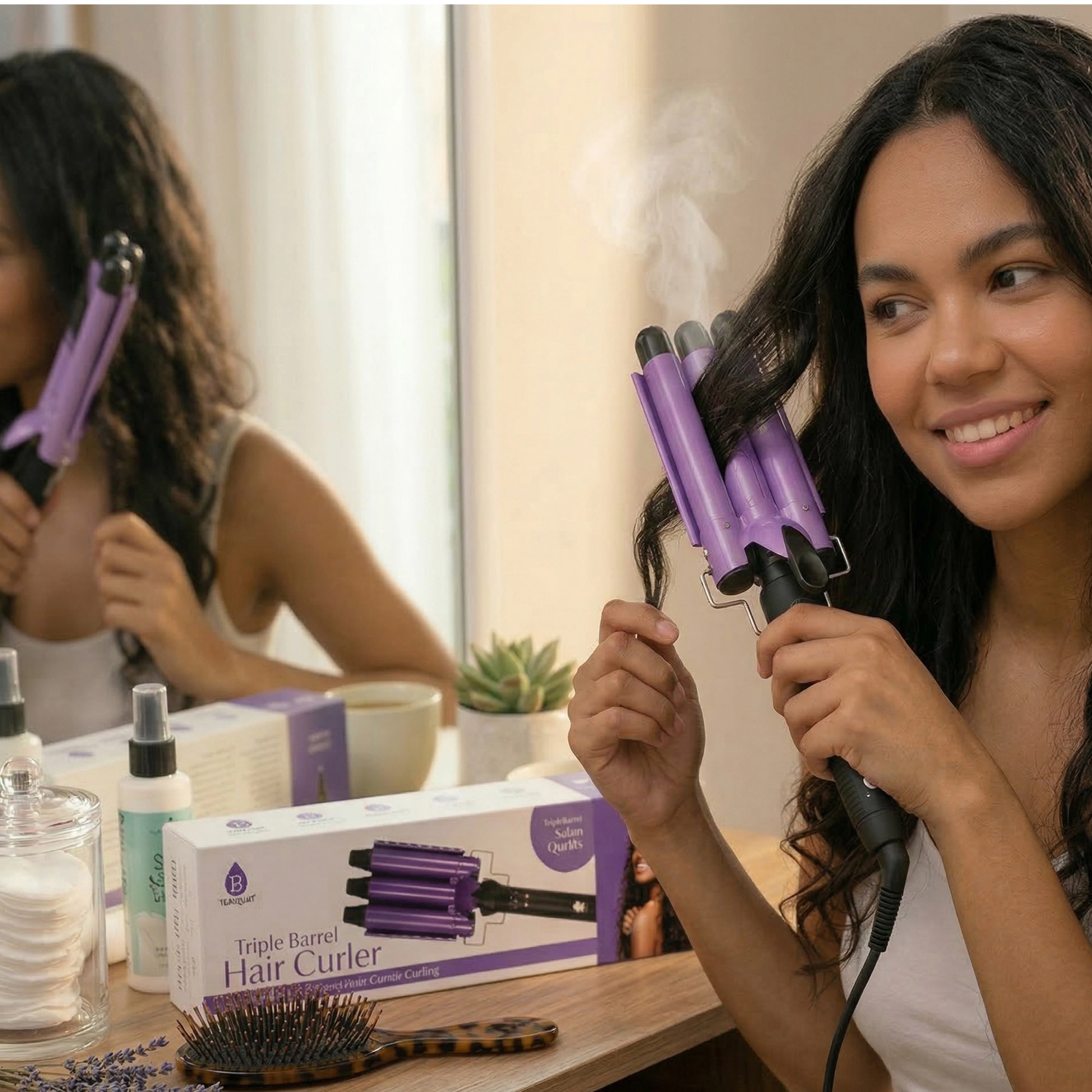 Pursonic Women's Triple Barrel Hair Curler – Effortless Beach Waves & Curls