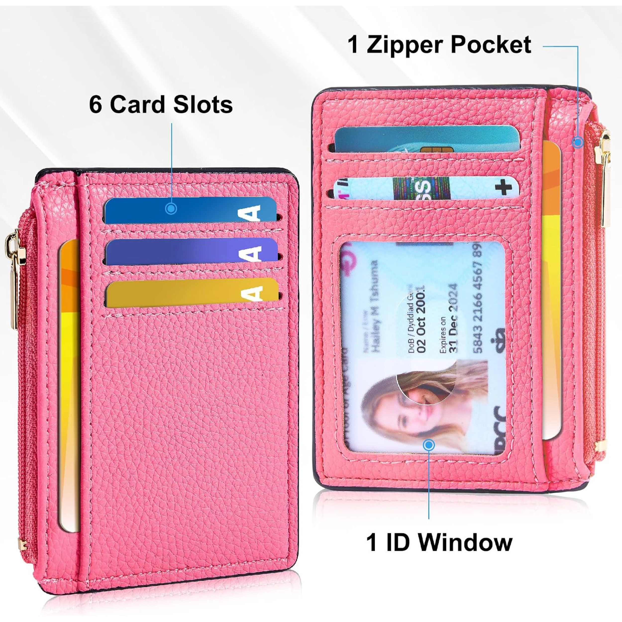 SS Design Women's Slim RFID Card Holder Wallet Vibrant Pink
