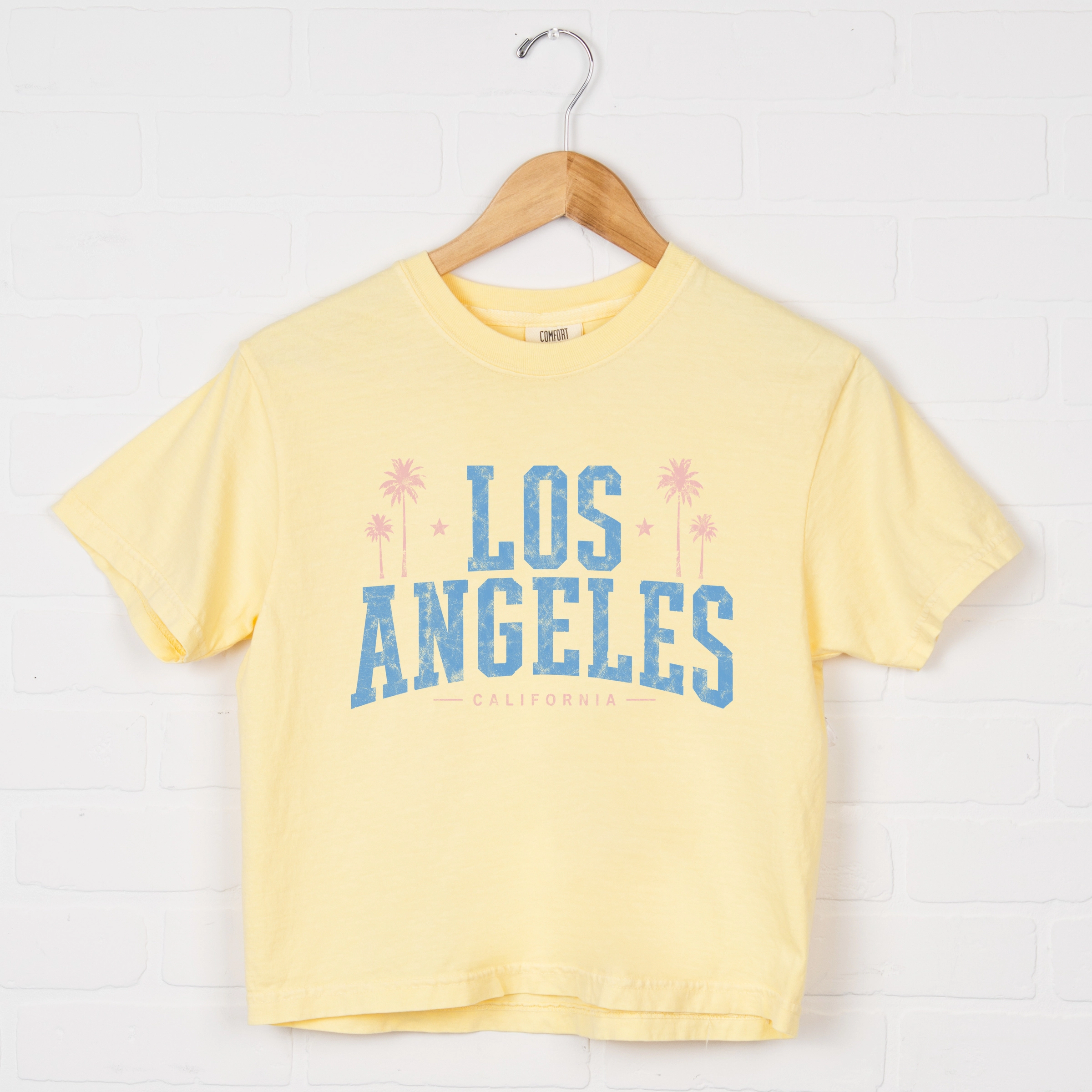 Simply Sage Market - Women's Boxy Crop Top Graphic T-Shirt Los Angeles California