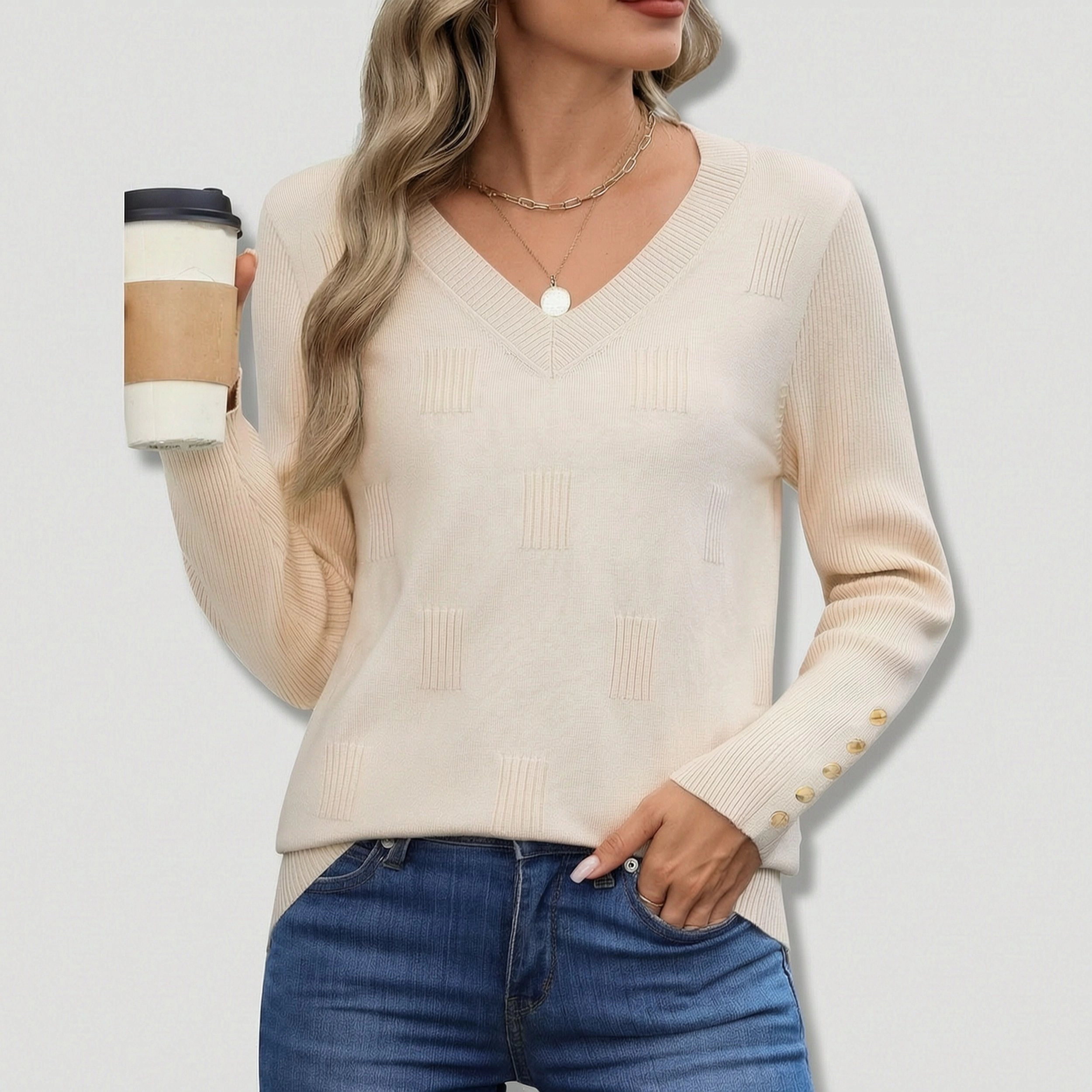 Zeagoo Women's Long Sleeve V-Neck Ribbed Knit Sweater