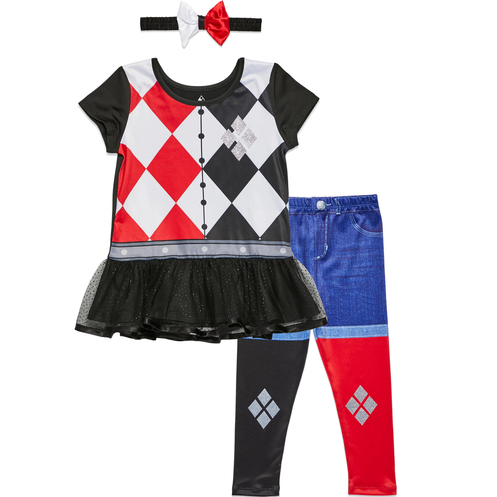 WARNER BROS Justice League Harley Quinn Girls' Cosplay Tutu T-Shirt and Leggings Set
