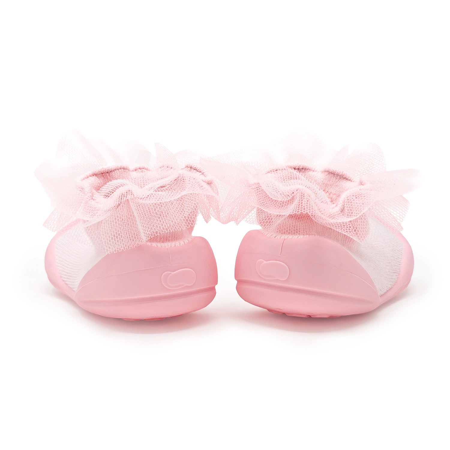 Komuello Toddler Girl First Walk Sock Shoes Lace Trim - Tull Pink
