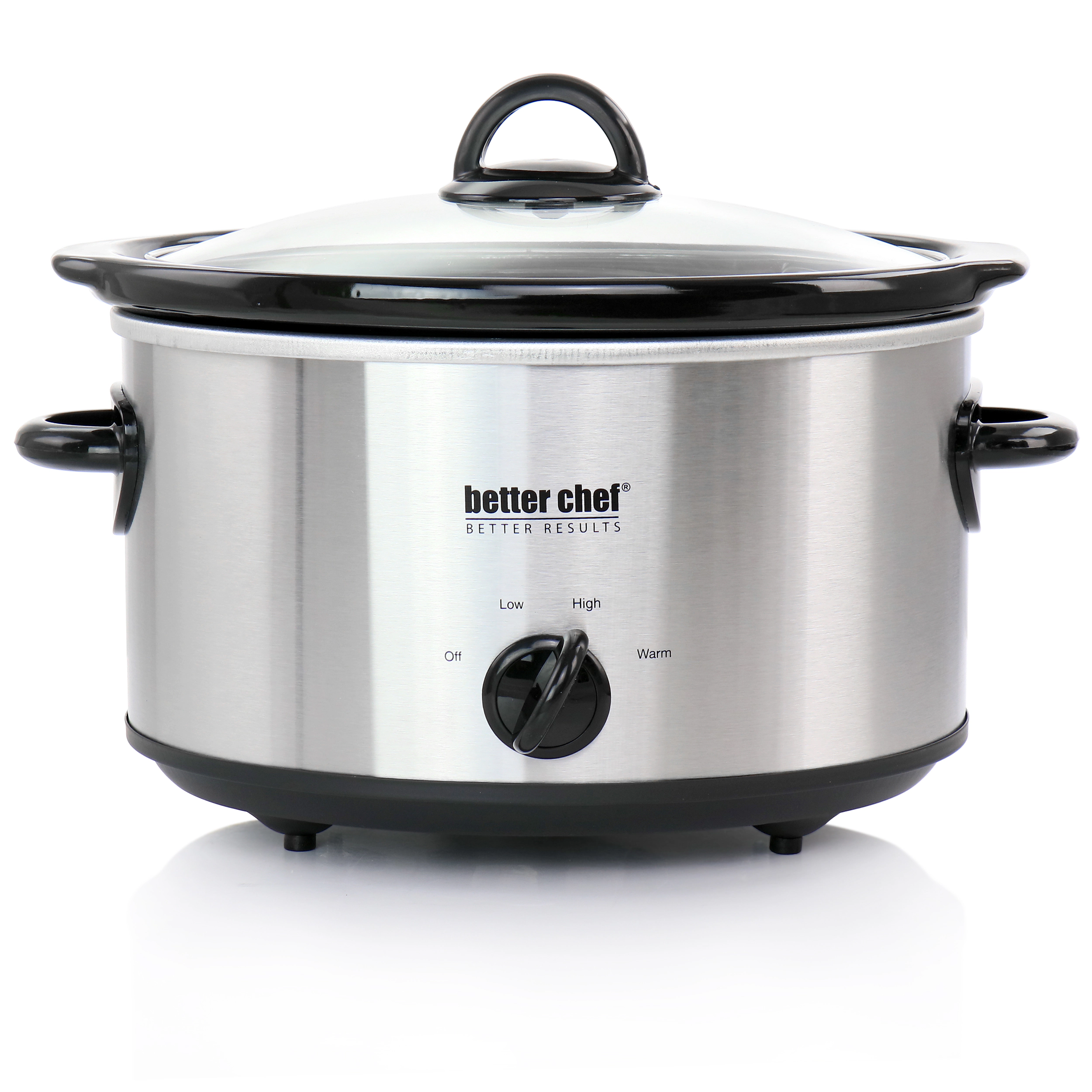 Better Chef Quart Oval Slow Cooker with Removable Stoneware Crock in Stainless Steel