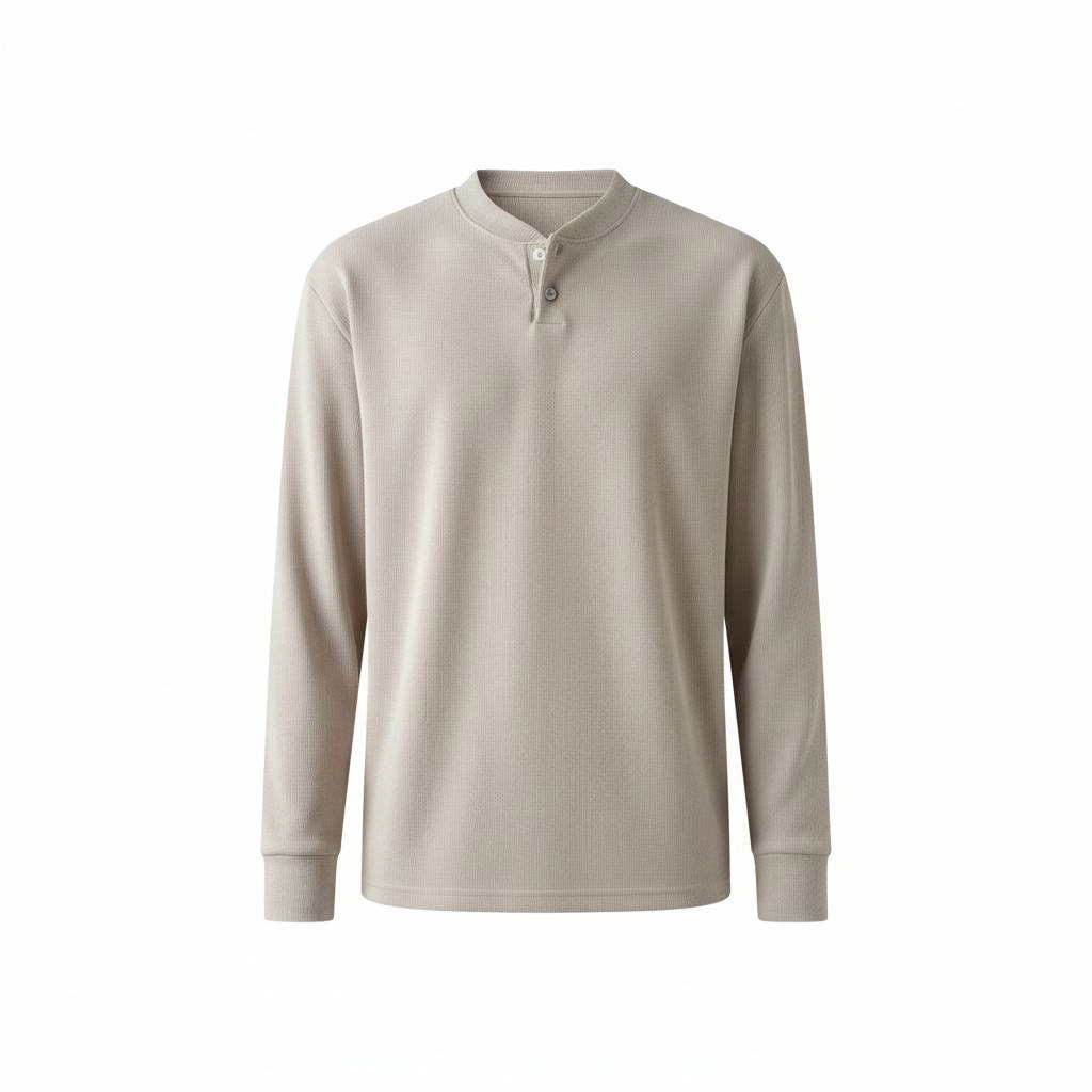 Enigma Meadows Solid Half Button Long Sleeve Tee