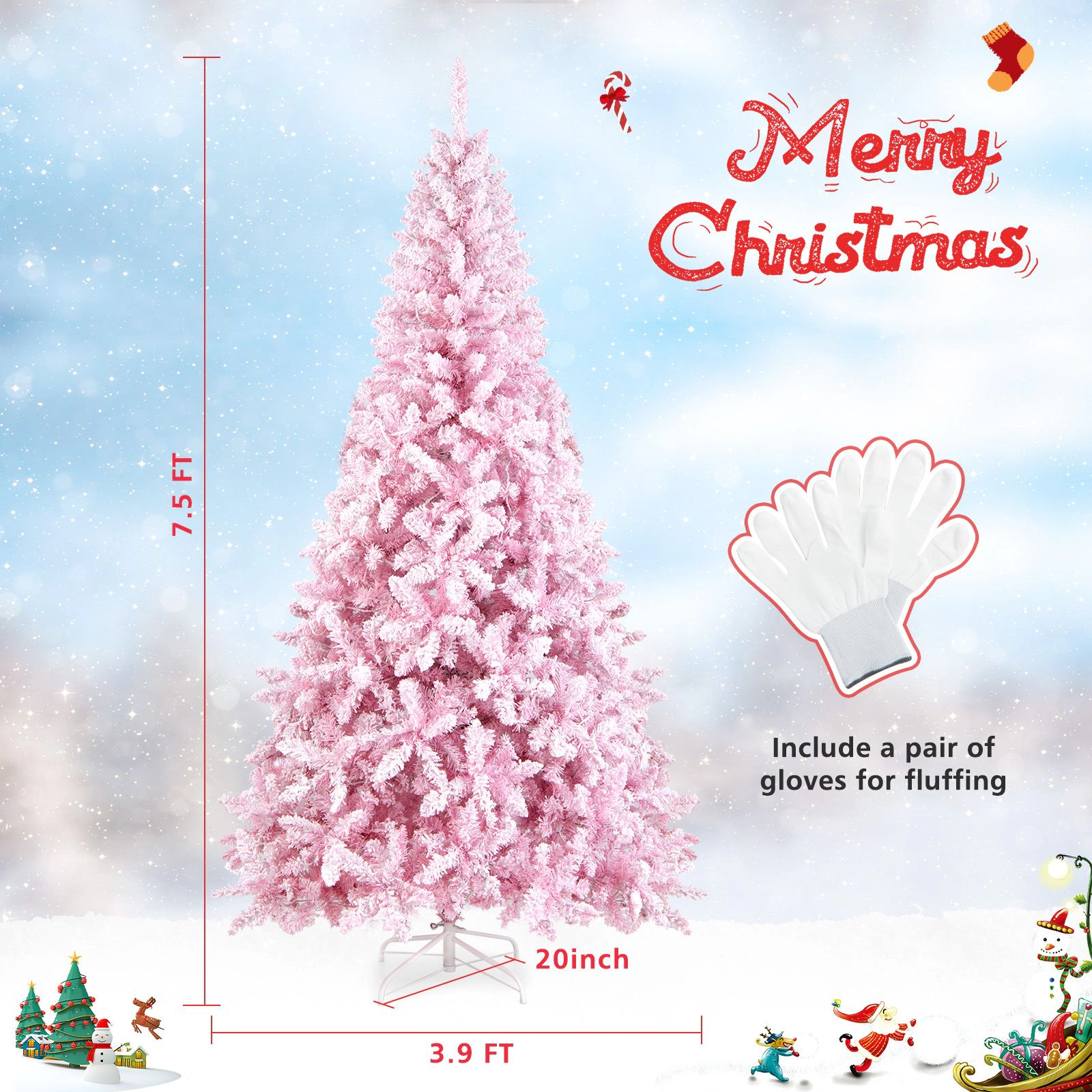 SlickBlue Pre-Lit Artificial Christmas Tree with 1100 PVC Branch Tips