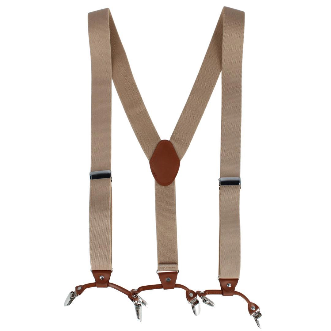 CTM® Men's Solid Color Elastic Y-Back Double Clip-End Suspender