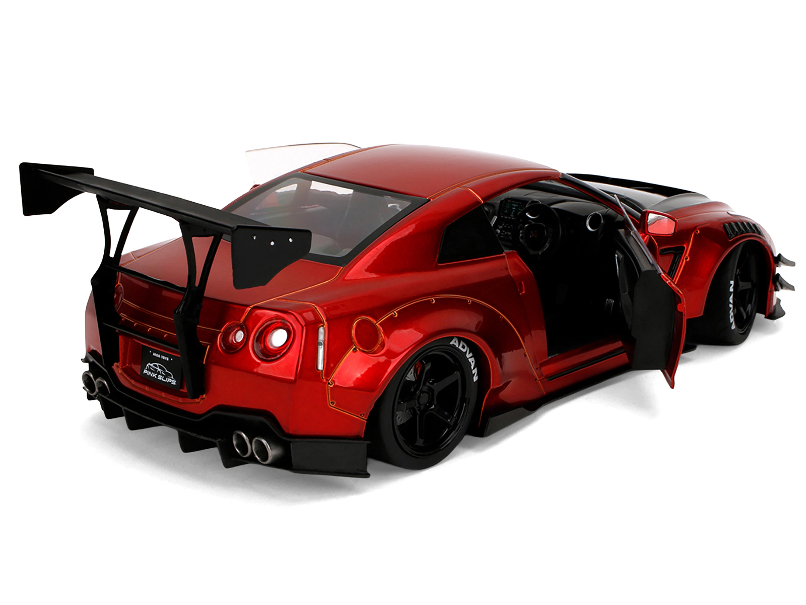 Jada Nissan GT-R (R35) Liberty Walk Body Kit 2.0 RHD (Right Hand Drive) Red Metallic with Carbon Hood "Pink