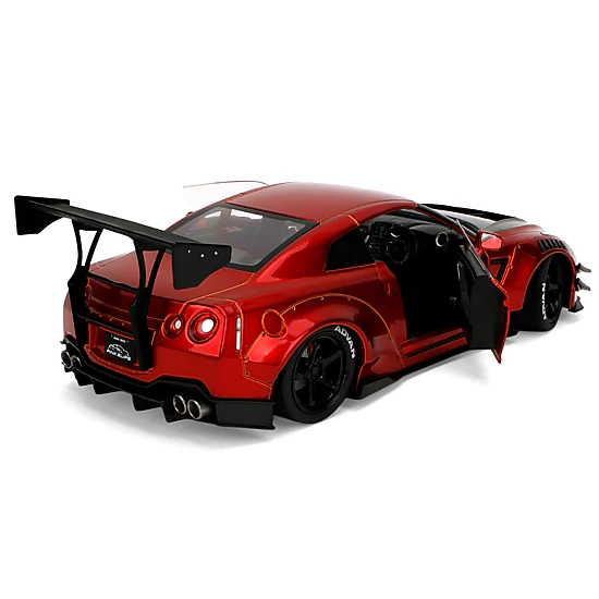 Jada Collectible Nissan Gt-R (R35) Liberty Walk Body Kit 2.0 Rhd (Right Hand Drive) Red Metallic With Carbon Hood "Pink