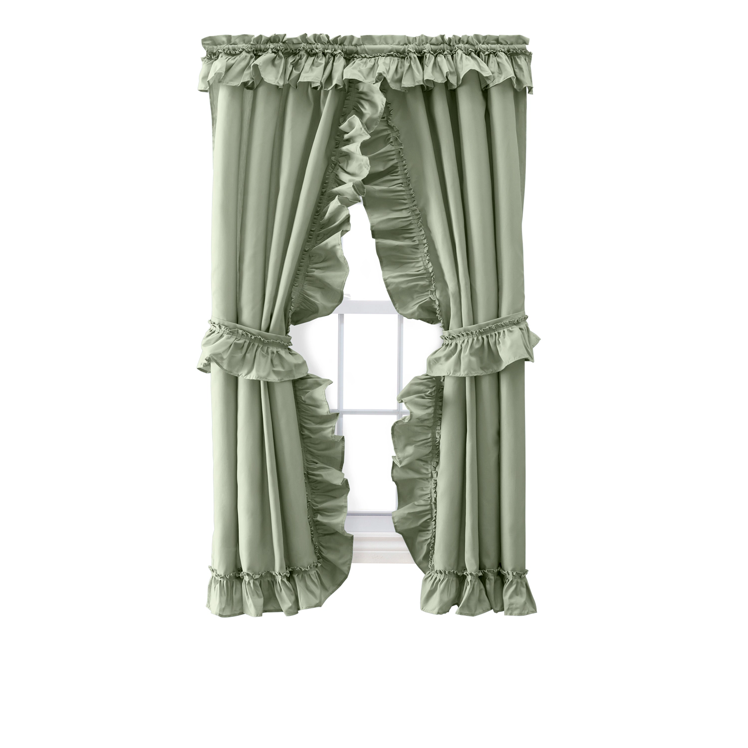 Ellis Curtain 70% Polyester 30% Cotton Stacey Ruffled Prscilla Curtain Panel Pairs With Tiebacks 54" x 84" Ice Cream