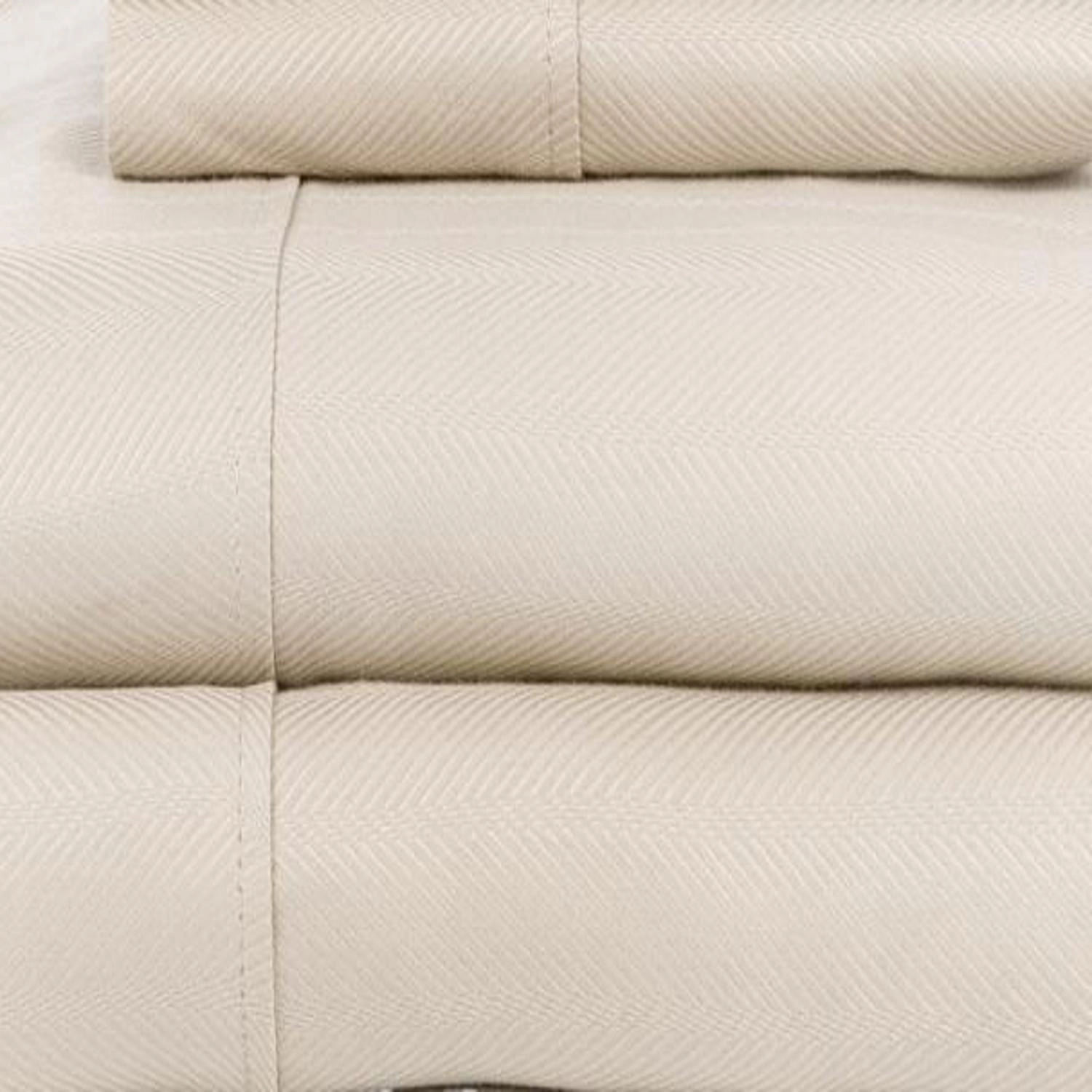 Knightsbridge 600 Thread Count Jacquard Herringbone Sheet - 4 Piece Set - Queen, Ash