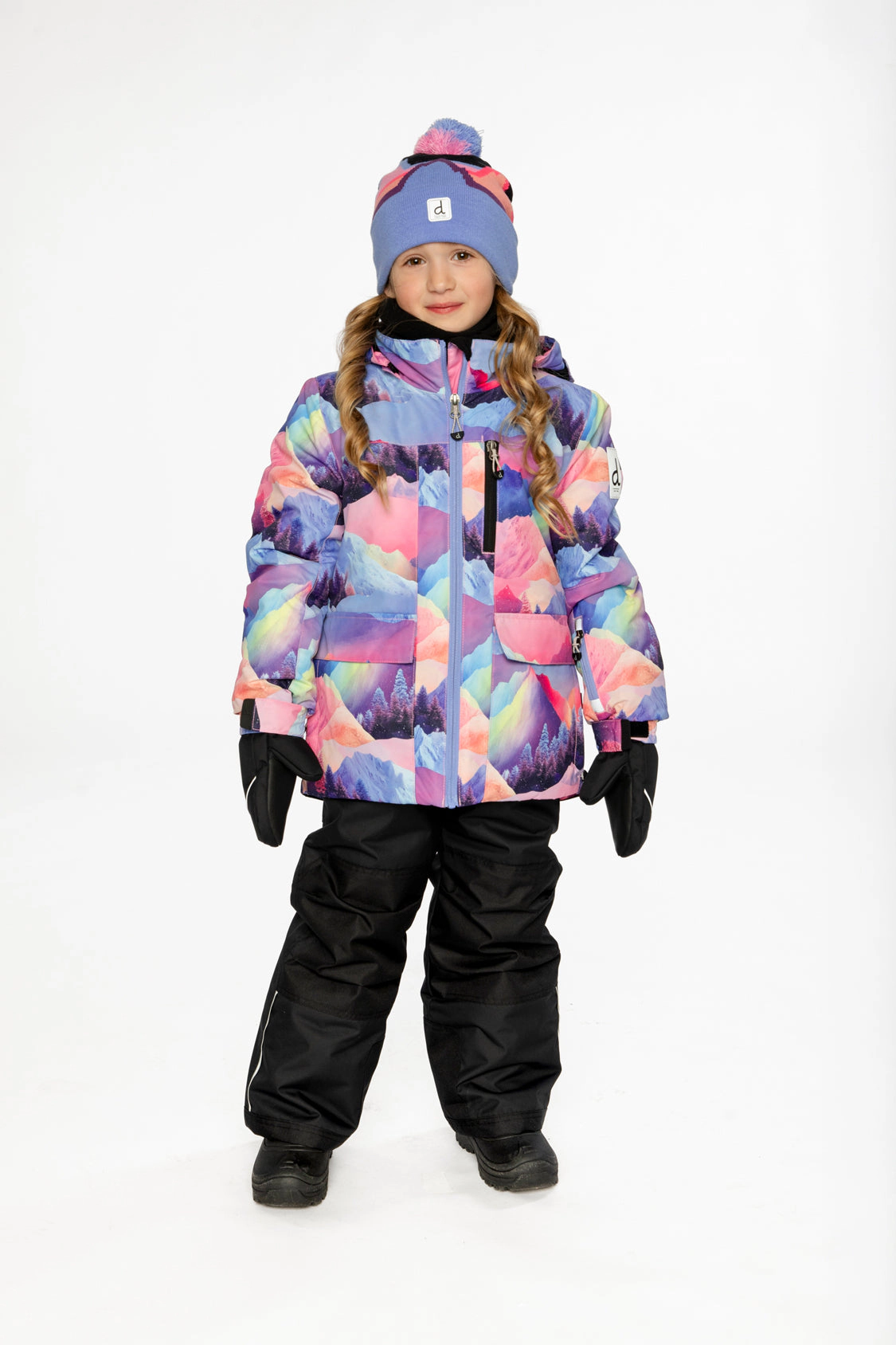 Deux par Girls Mountain Print Two Piece Play Snowsuit with Hooded Jacket and Snow Pants