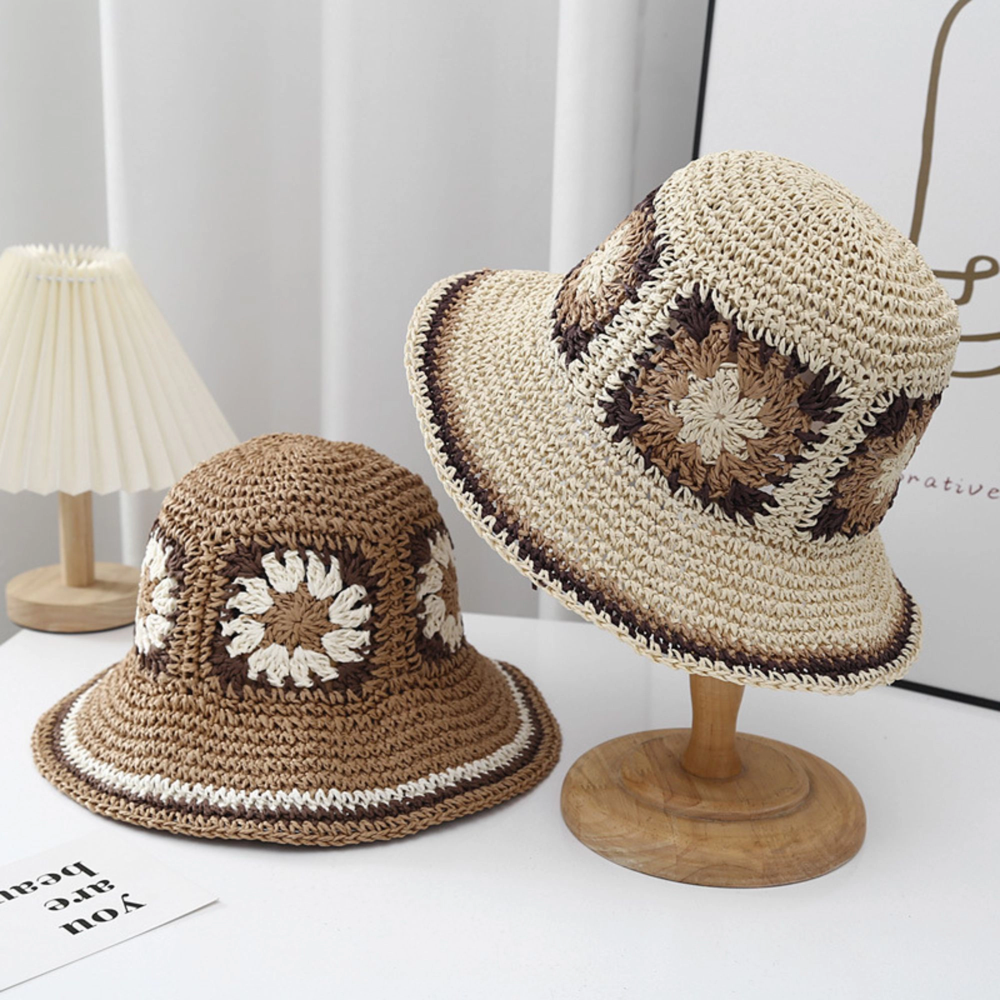 Anna-Kaci Women's Women Bucket Hat Wide Brim Crochet Pattern Lightweight Casual Sun