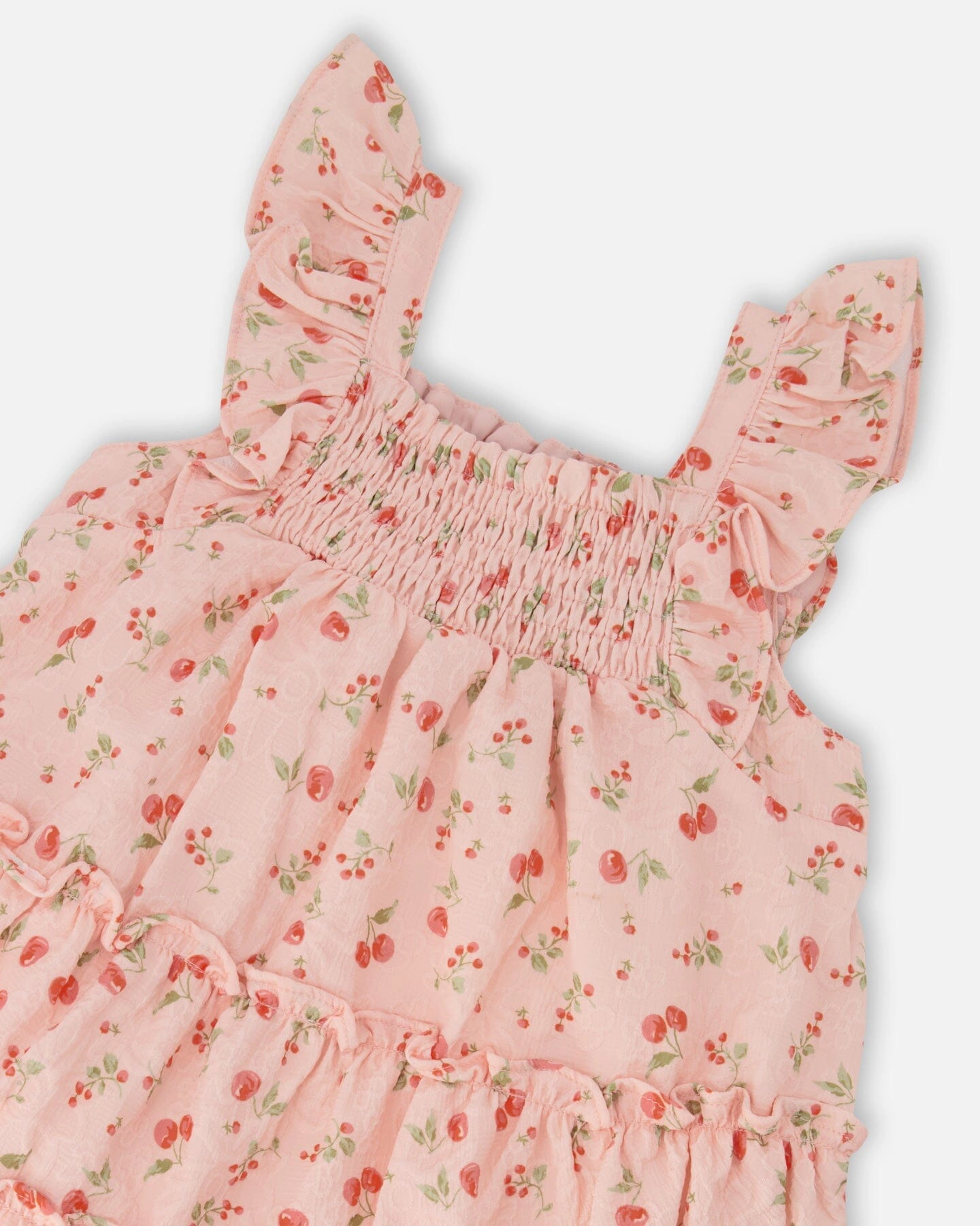 Deux par Girls Multi-Tiered Dress with Smocking Printed Flowers