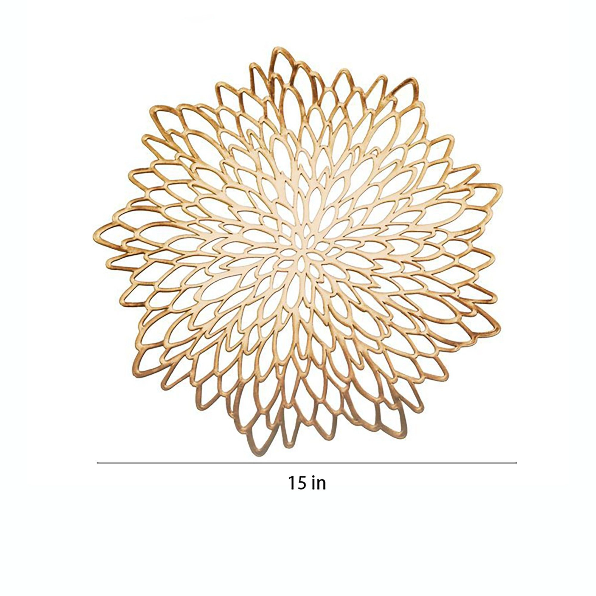 Alilang Unisex 4 Piece Set Round Floral Cutout PVC Placemats Heat Resistant Decorative Table Mats