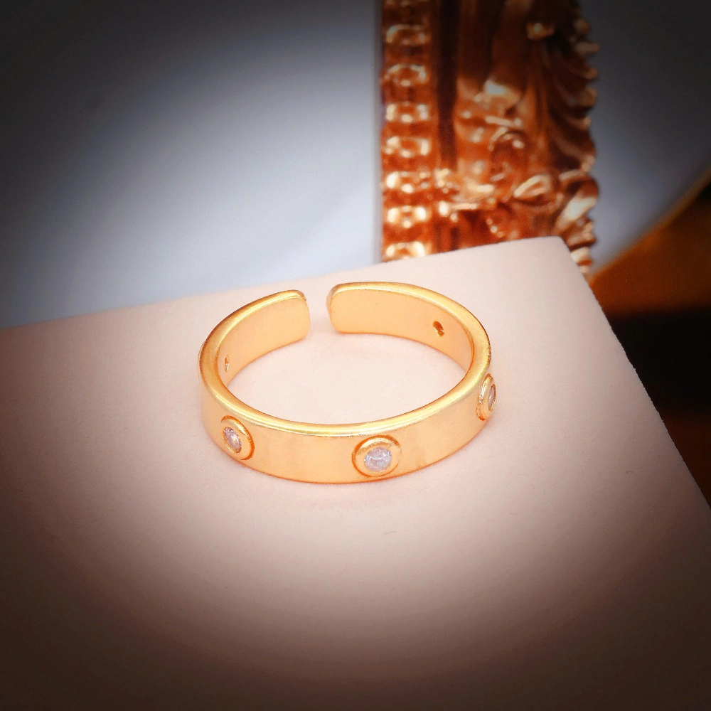 Women's Open Adjustable Ring with Cubic Zirconia Stones