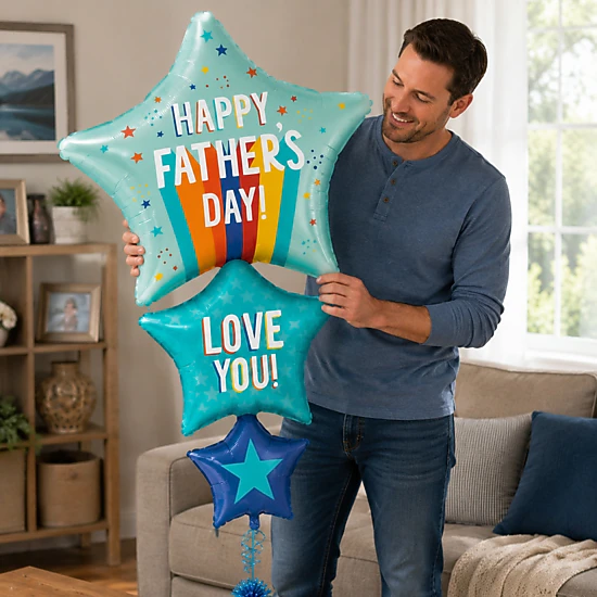 LoonBalloon Fathers Day 42-Inch Multicolor Stars Balloon, Color ...