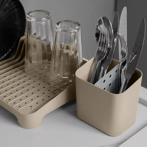 OU Utensil Holder w/ Removable Divider, Nonslip Cutlery Drainer Reservoir, Scratch Resistant Kitchen Sink Caddy