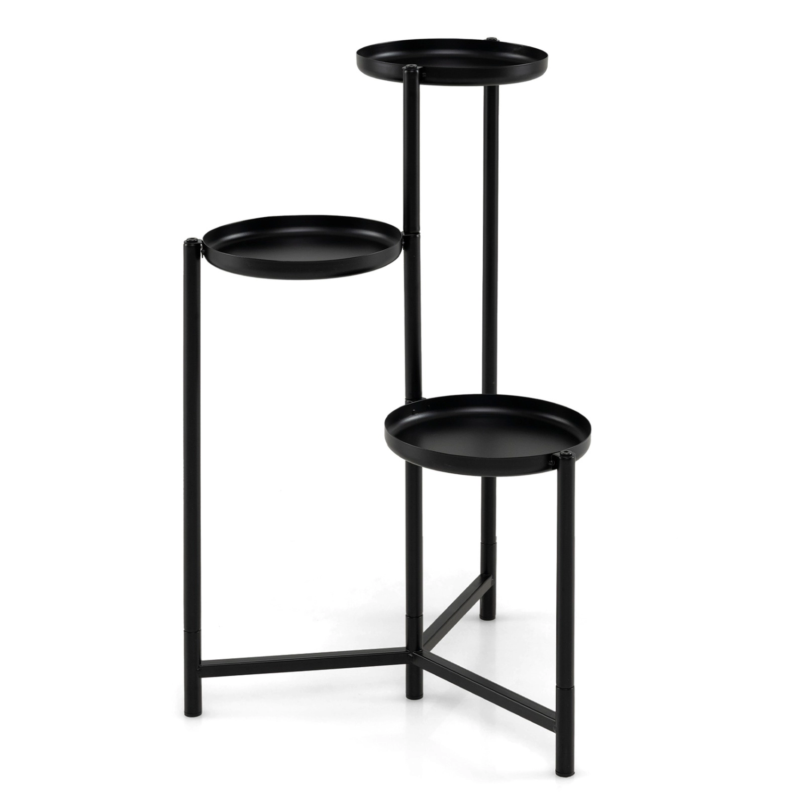 SUGIFT 3-Tier Corner Plant Stand Flower Pot Holder 5.5-lb Capacity Per Tray Indoor Outdoor Black