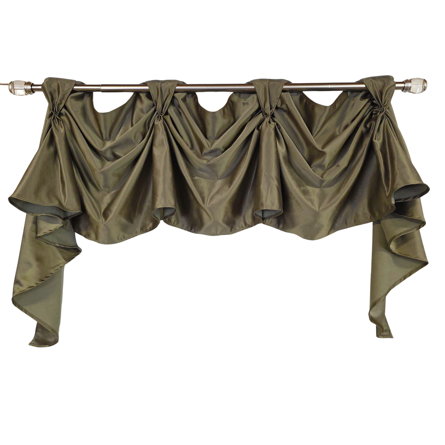 RLF Home Soft Rayon 3-S Victory Swag Window Valance 100% Cotton Tab Top 54" x 17" Green