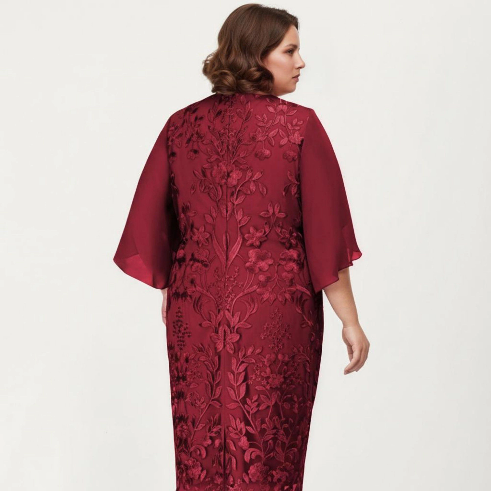 Anna-Kaci Women's Plus Lace Sheer Overlay Short Sleeve Loose Fit Elegant Knee Length Midi Dress