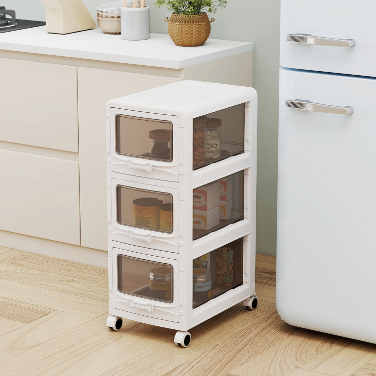 Hivvago Plastic Drawer Storage Organizer Rolling Cart with Drawers and Lockable Wheels